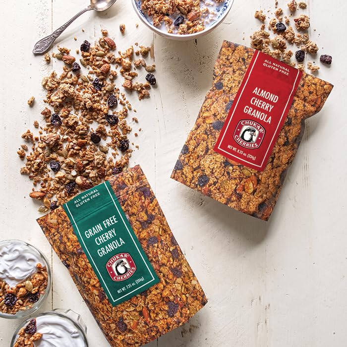 Healthy Almond & Dried Cherry Granola - Low Sugar, Gluten-Free Breakfast Cereal with Flax Seeds | High Protein Snack for Weight Loss & Energy Boost | Perfect for Yogurt Topping, Office Snacks & Hiking Fuel