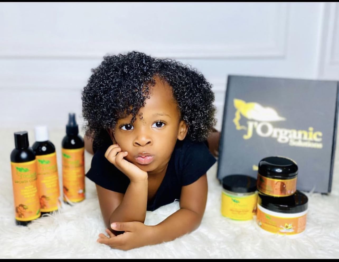 J'Organic Solutions 4-Piece Kids Curl Care Kit - Leave-In Conditioner, Scalp Stimulator, Shampoo & Conditioner for Kinky, Coily, Wavy & Curly Hair - Natural Hair Care for Healthy Curls - Perfect for Daily Hair Routine & Special Occasions
