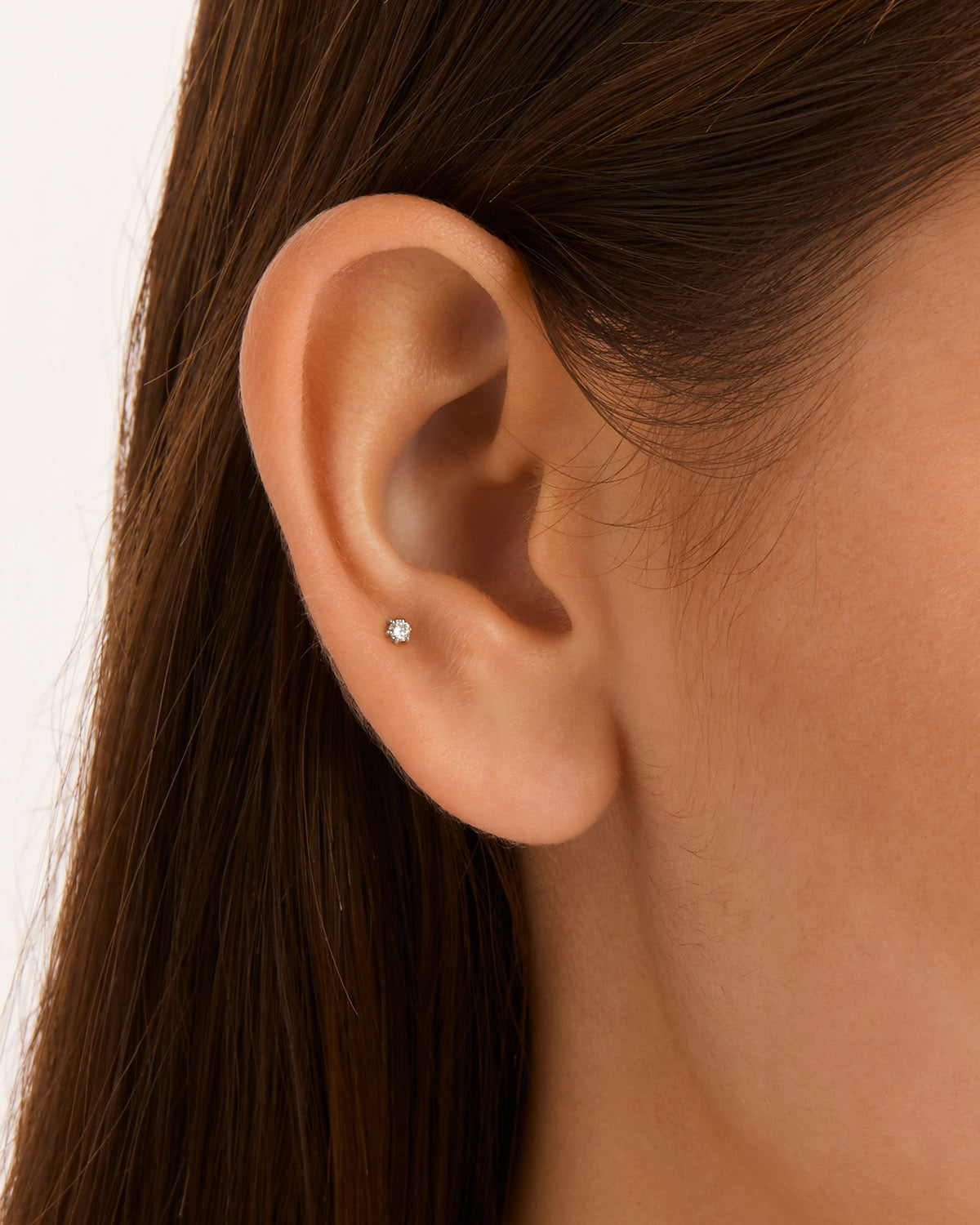 14K Solid White Gold Diamond Sweet Droplet Cartilage Flatback Earrings for Women - Dainty Cartilage Hoop Earrings for Helix, Tragus & Piercing Jewelry - Perfect Gift for Bridal, Anniversary & Special Occasions