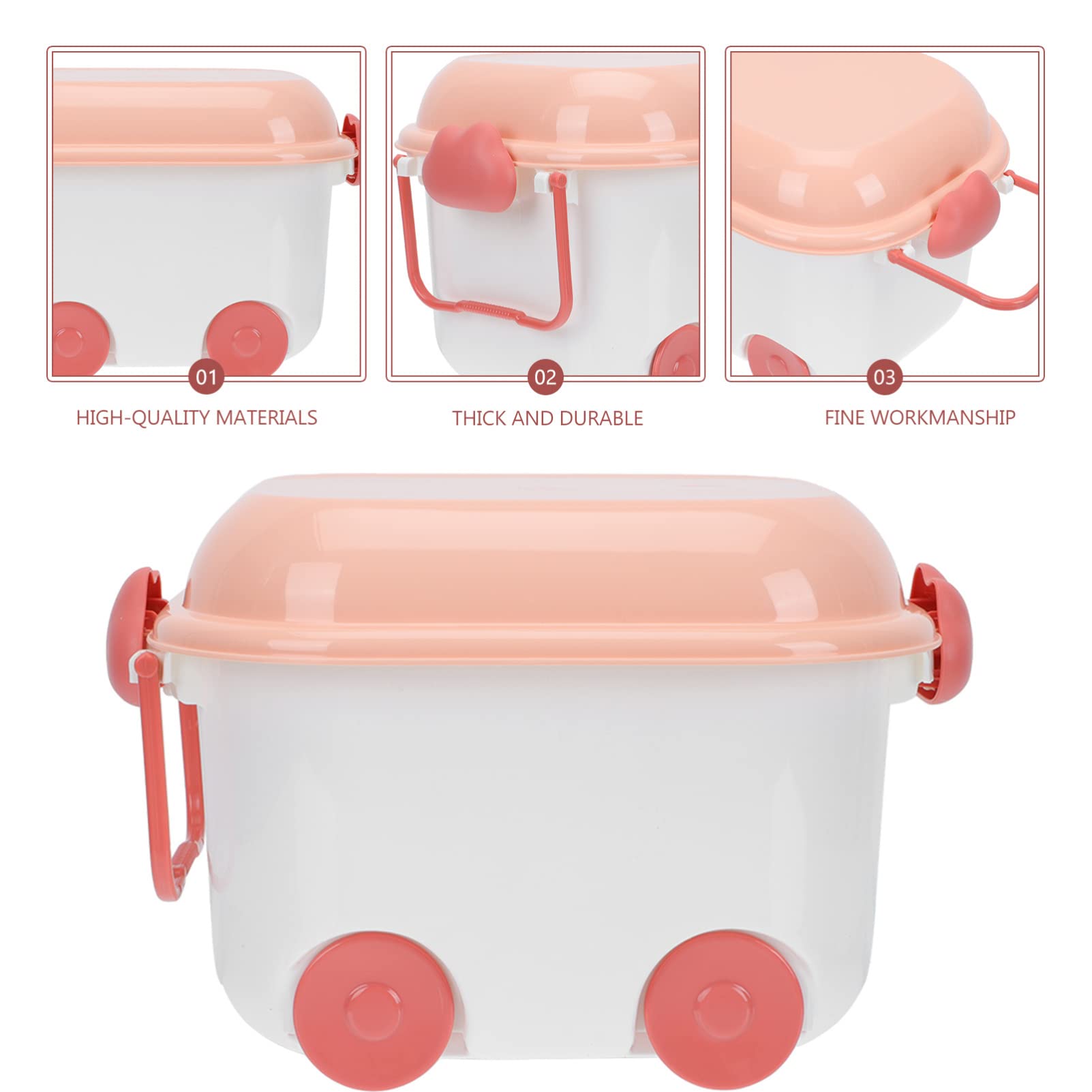 Plastic Storage Box with Wheels & Lid - Cabilock Organizer Bin for Books, Toys & Supplies | Portable Chest Container for Kids Room, Garage & Office Organization