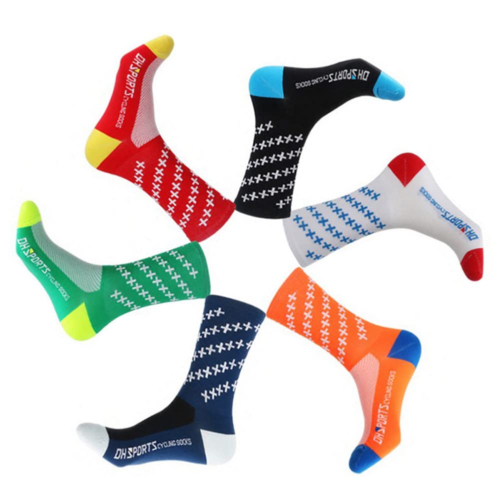 **Men's & Women's Cycling Socks - Breathable Athletic Bike Socks for XC, MTB, BMX - Black, White, Blue, Green, Red - Perfect for Road Biking, Mountain Biking & Indoor Training**