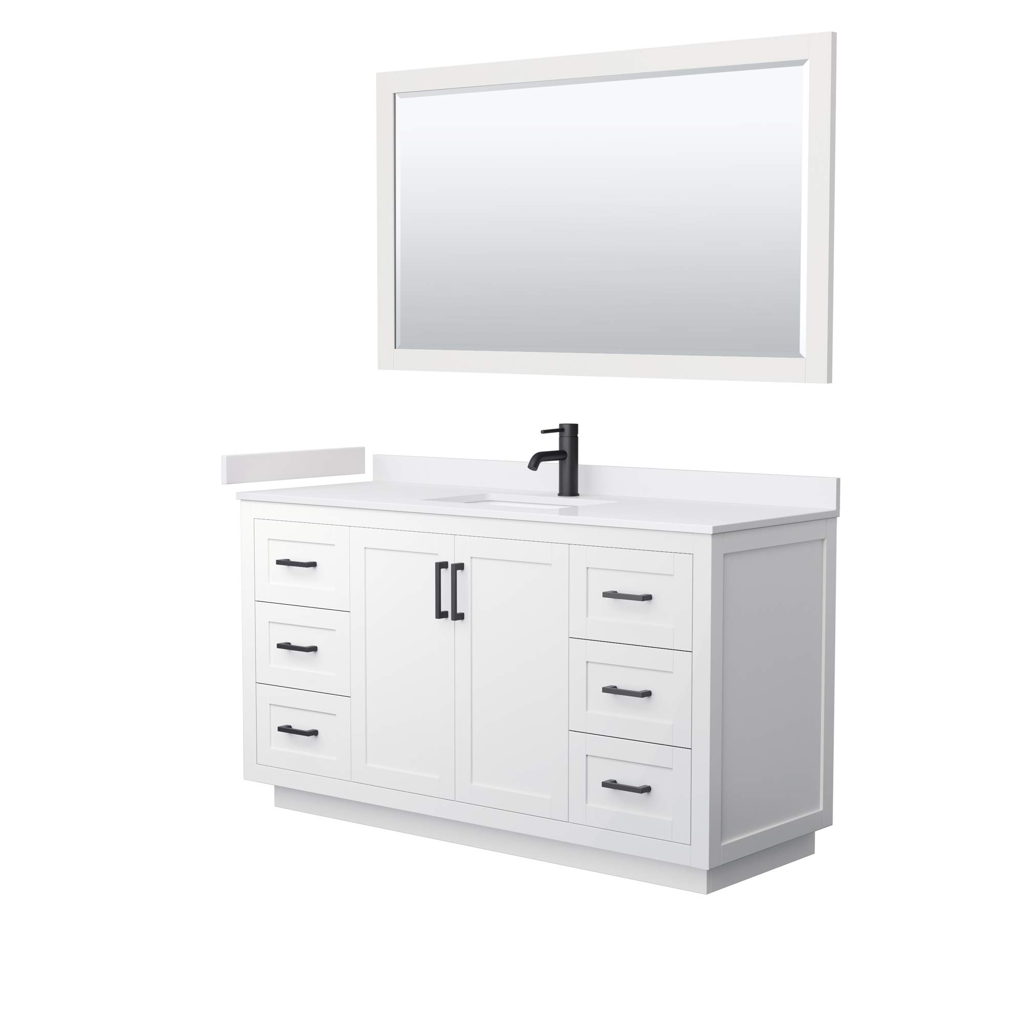Wyndham Collection WCF292960SWBWCUNSM58 Miranda Vanity Set in White - Elegant Bathroom Vanity with Sink & Mirror for Modern Home Decor