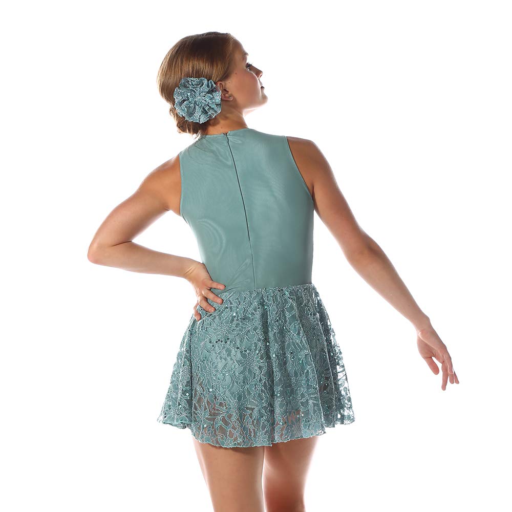 Elegant Lyrical Dance Dress with Lace Plunge Leotard - Perfect for Ballet, Contemporary & Performance Costumes