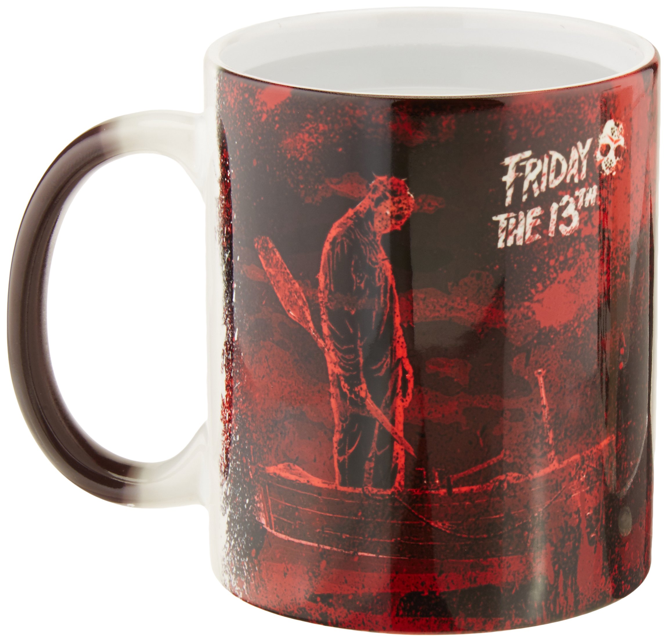 Friday the 13th Jason Horror Movie Morphing Mug - Black Ceramic Coffee Cup for Halloween, Horror Fans & Movie Lovers - Perfect for Scary Movie Nights & Gifts
