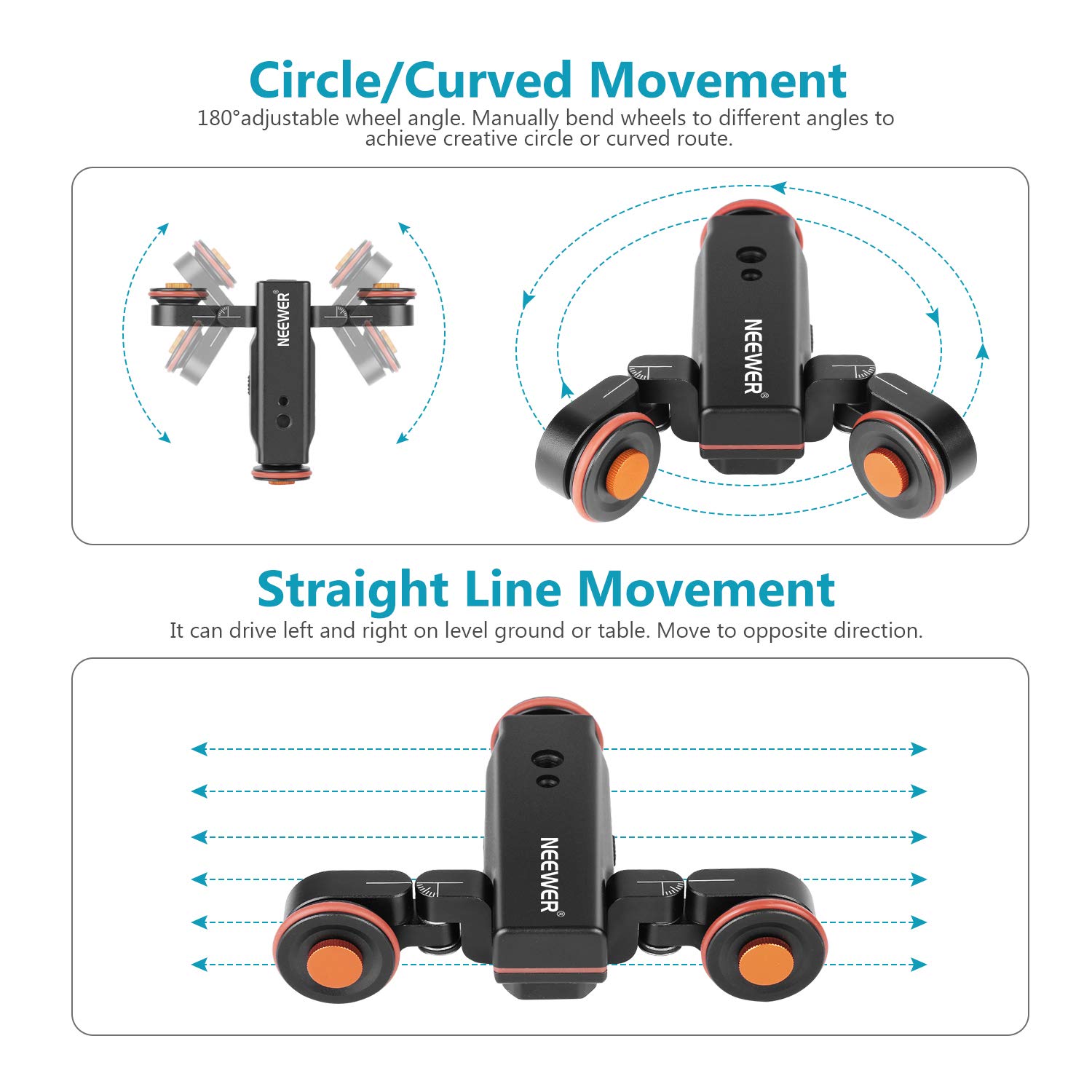 Neewer 3-Wheel Wireless Motorized Camera Dolly with Remote Control - 3-Speed Electric Track Slider for DSLR, Camcorder, GoPro, iPhone & Android Smartphones - Perfect for Smooth Video Shoots, Vlogging & Film Making