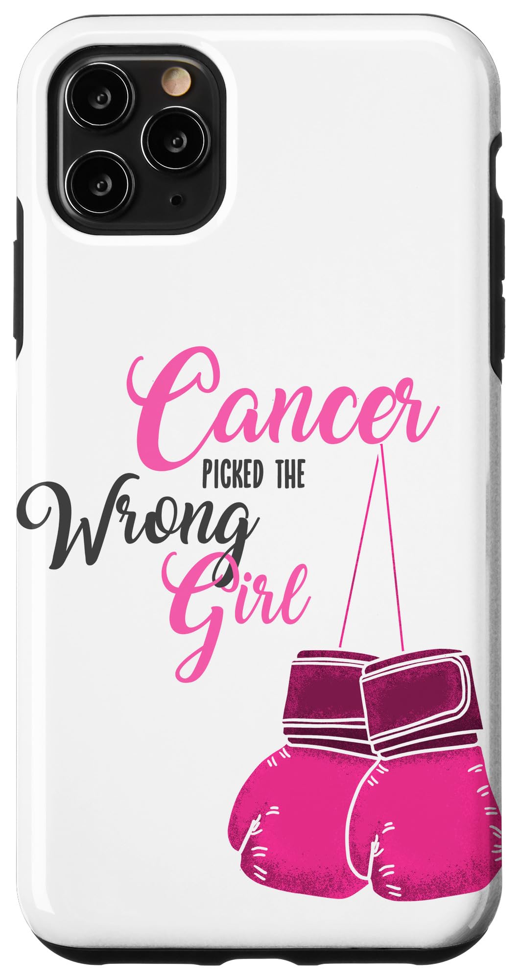 iPhone 11 Pro Max Case - Pink Ribbon Breast Cancer Awareness & Boxing Theme Design - Perfect for Women's Health Support & Fitness Enthusiasts | Great for Gym, Workouts & Everyday Use