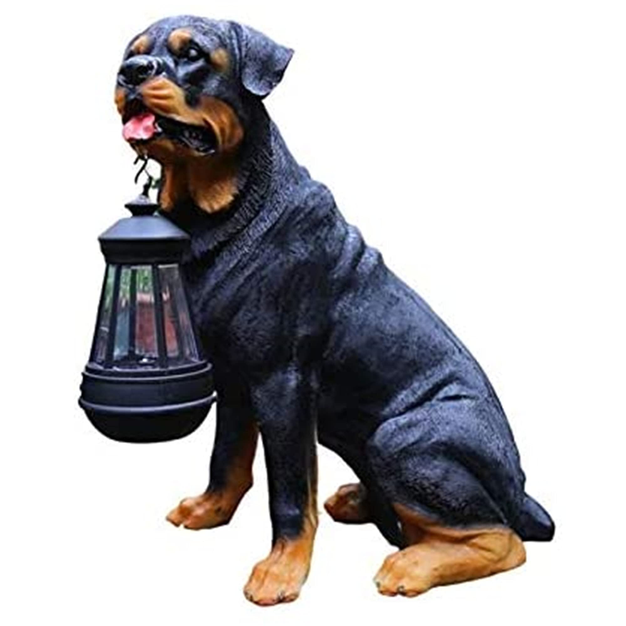 Solar-Powered Rottweiler Garden Statue - LED Outdoor Dog Decor with Weather-Resistant Resin - Perfect for Lawn, Patio & Backyard Decoration - Unique Gift for Dog Lovers