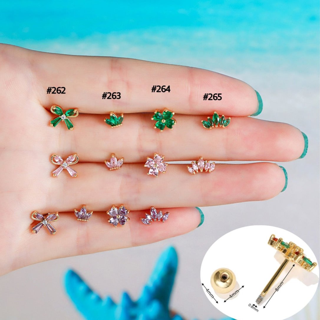 20G Sweet Cartilage Bow Stud Barbell Earrings for Women - Trendy Double Helix Piercing Jewelry | EGD0262 | Perfect for Everyday Wear, Parties & Gifts