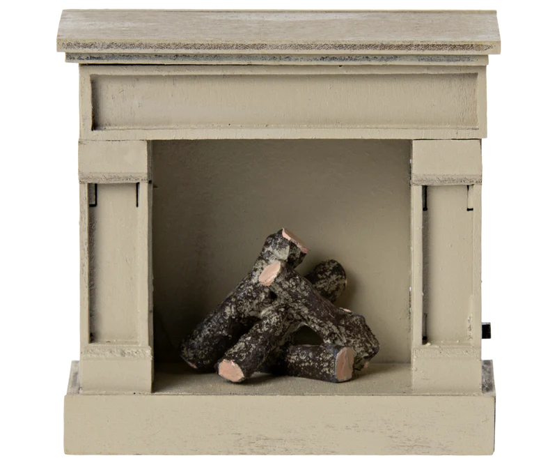 Maileg Off White Fireplace Mouse - Cozy Home Decor for Kids' Playroom & Nursery
