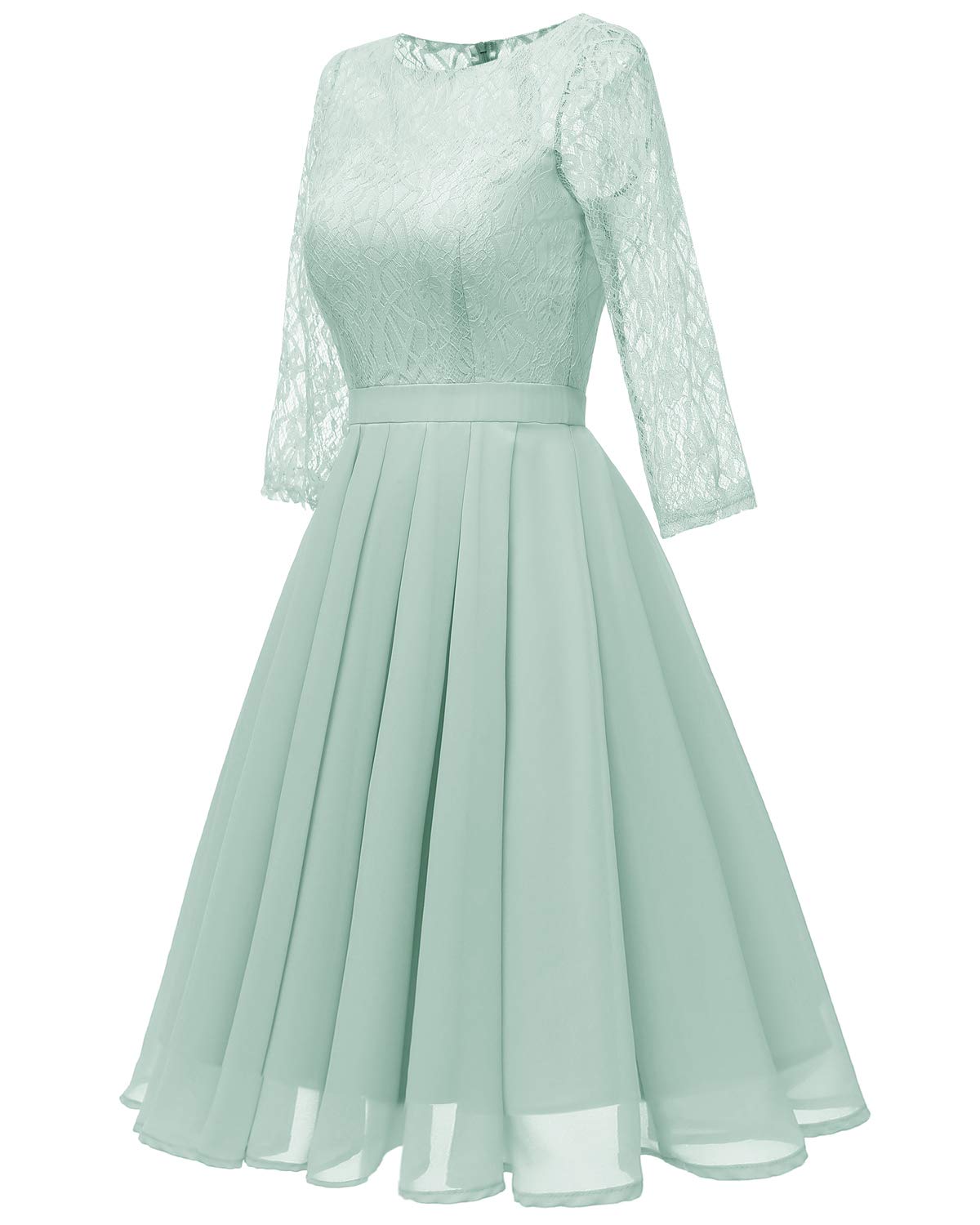 Elegant Chiffon Lace Midi Dress for Women - Formal Prom Party Gown with Flowy Skirt | Perfect for Weddings, Cocktail Events & Evening Occasions