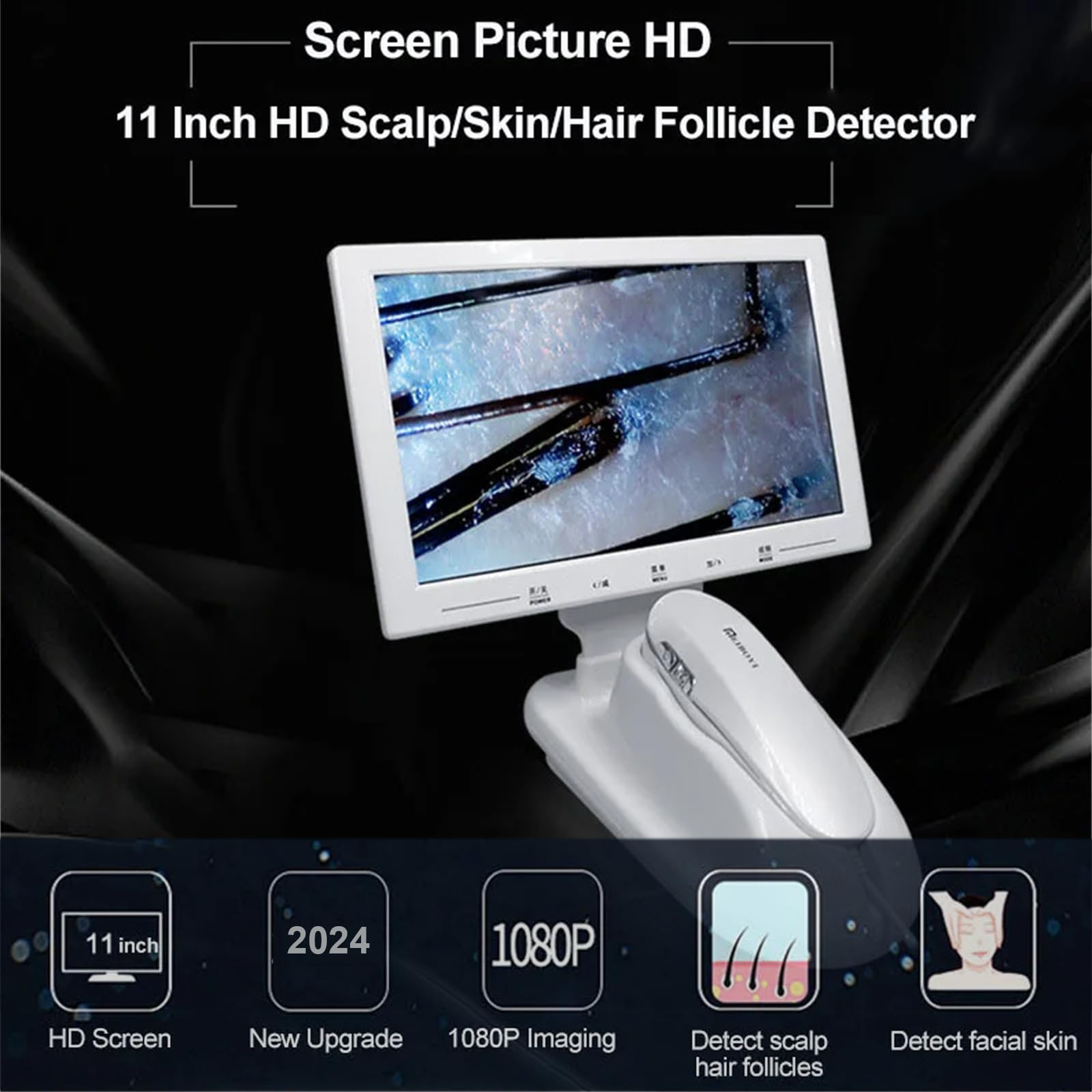 **11 Inch HD Screen Digital Scalp & Skin Analyzer – Hair Follicle Detector & Moisture Tester for Home, Spa & Salon – Perfect for Hair & Scalp Care, Skin Diagnosis & Beauty Treatments**