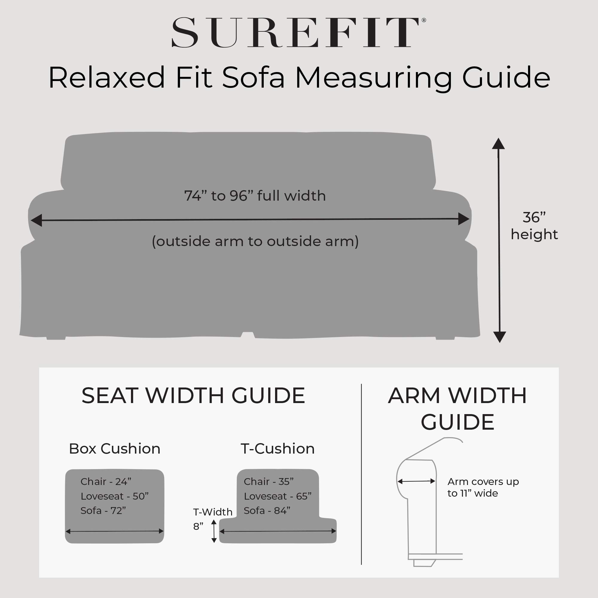 SureFit Authentic Denim One Piece Slipcover | T-Cushion Sofa Cover | Relaxed Woven Fit | 100% Cotton | Machine Washable | Perfect for Living Room, Family Room & Home Decor