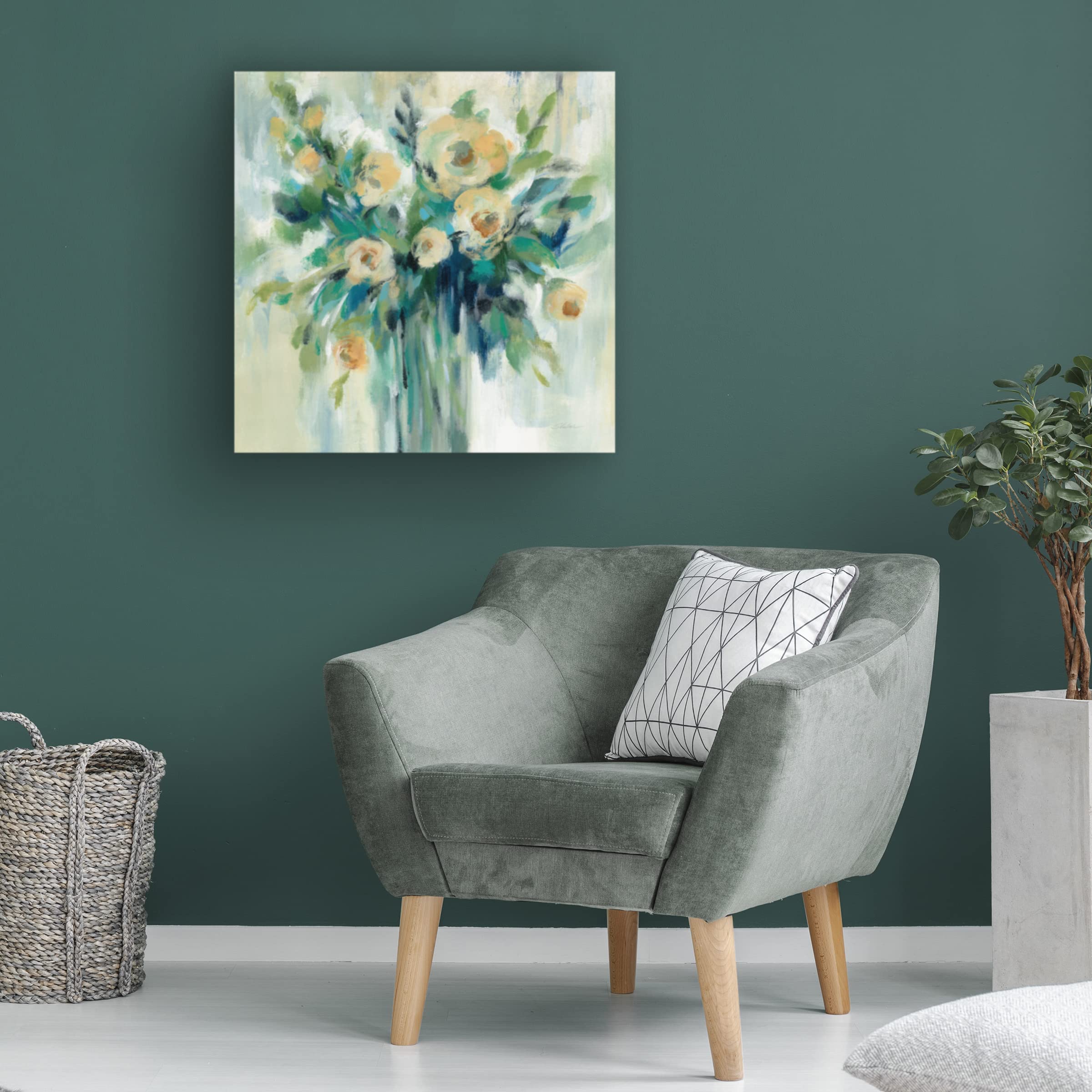 Silvia Vassileva 'Vase of Flowers' Canvas Wall Art Print - Floral Home Decor for Living Room, Bedroom & Office