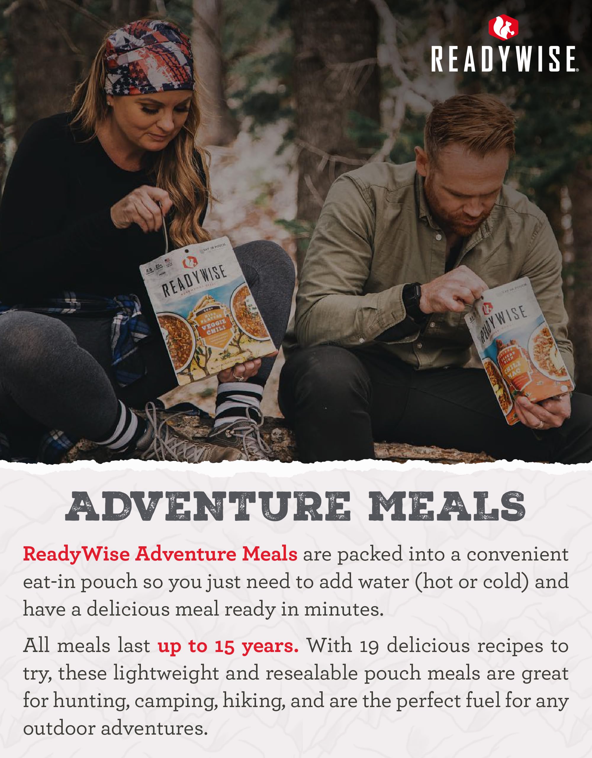 ReadyWise Outdoor Meals Kit - 13 Freeze-Dried Backpacking & Camping Meals - Tasty Emergency Food for Hiking, Survival & Adventure | Perfect for Outdoor Trips & Disaster Preparedness