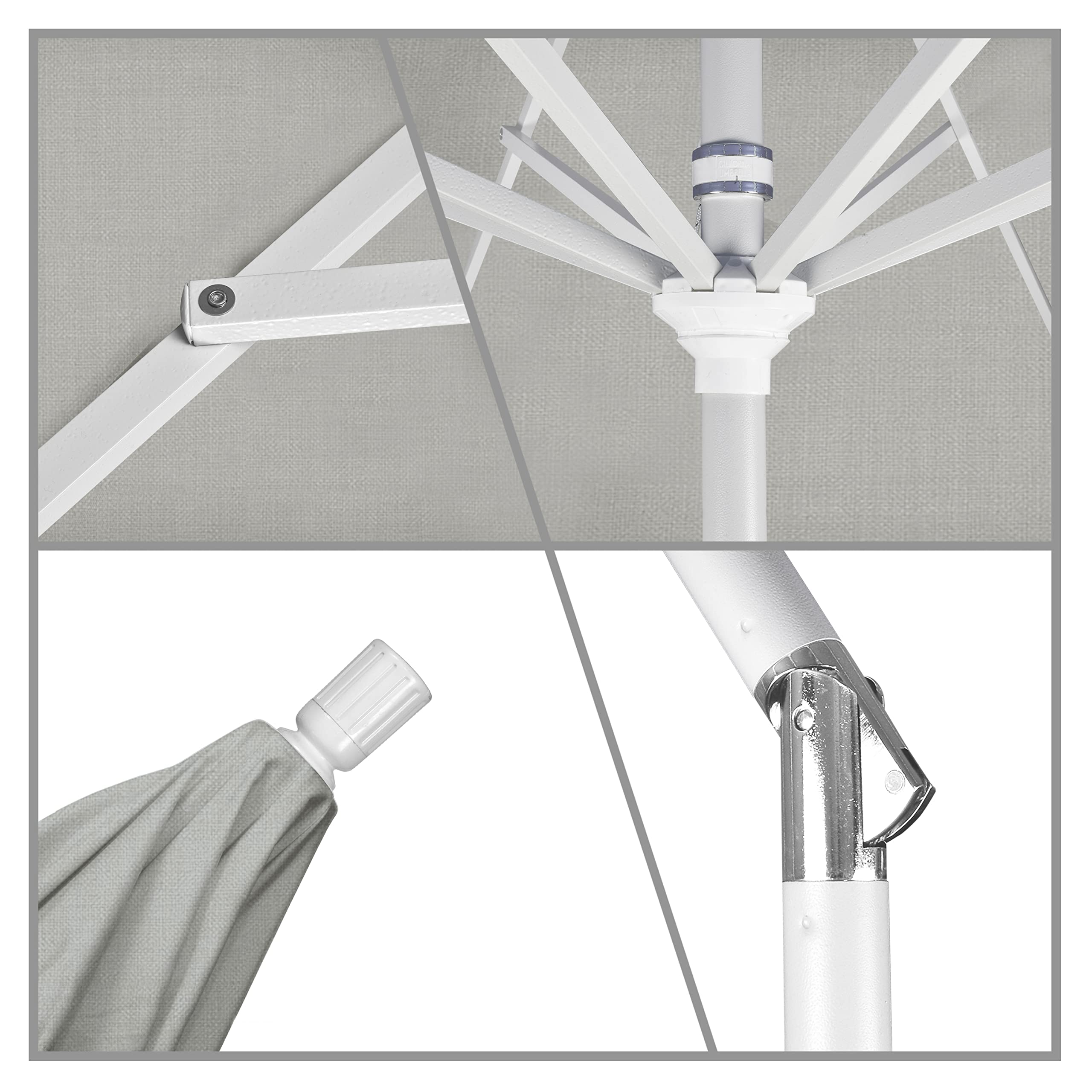 California 11' Round Aluminum Market Umbrella with Crank Lift & Tilt - Bronze Pole for Patio, Garden, Poolside, and Outdoor Dining