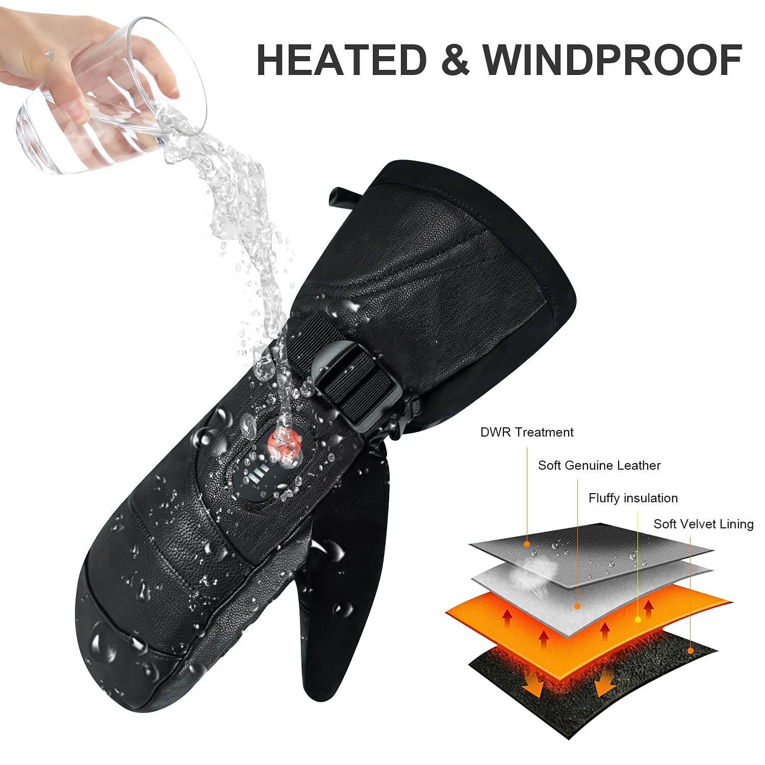 Day Wolf Heated Gloves for Men & Women - 7.4V 2200mAh Rechargeable Battery, Waterproof Winter Gloves for Skiing, Snowboarding, Camping, Hiking & Motorcycle Riding - Warm Electric Mittens for Cold Weather Outdoor Activities