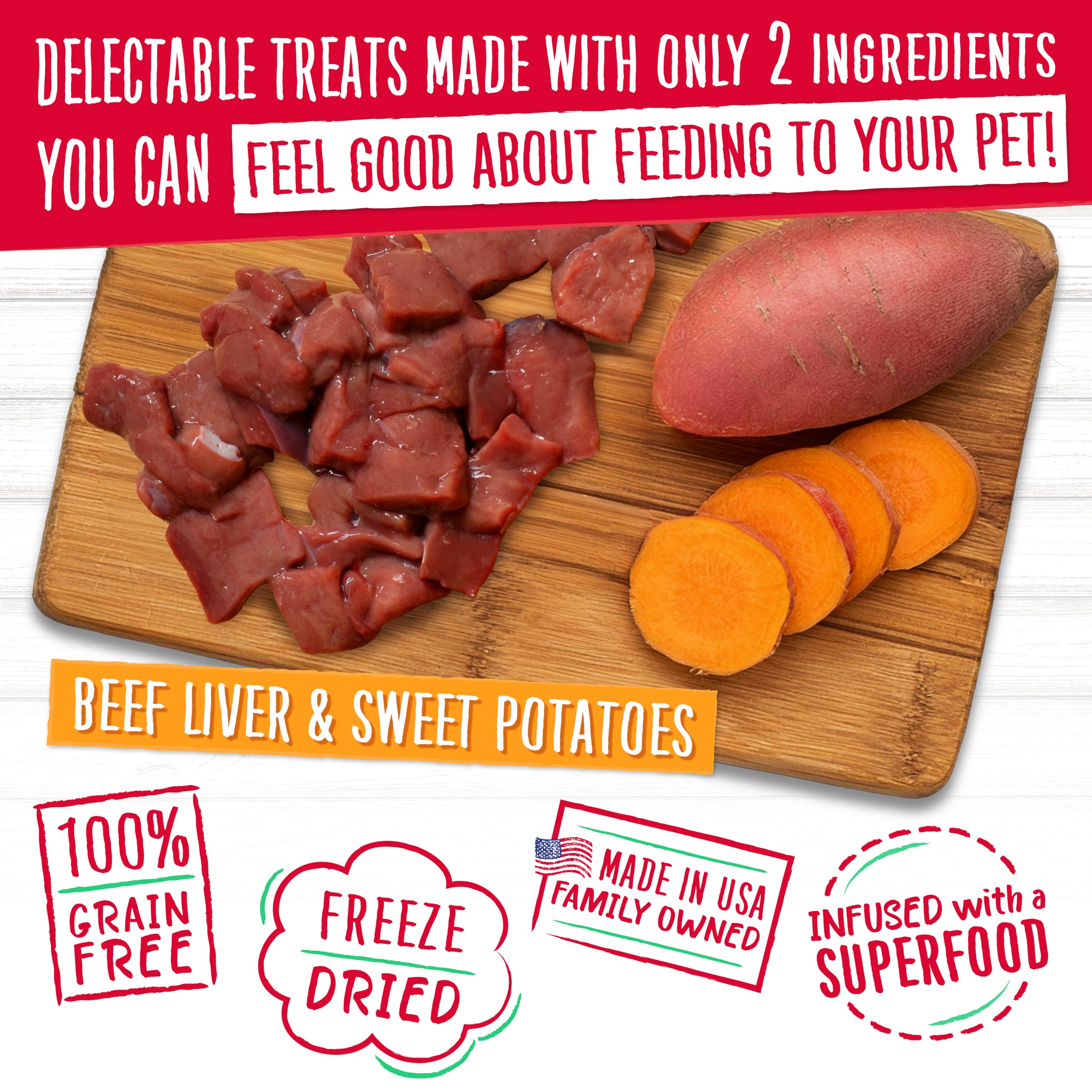 Charlee Bear Meaty Bites Dog Treats - Natural Beef Liver & Sweet Potato Flavor, Grain-Free, 2.5oz Bag - Healthy Training Snacks for Small & Large Dogs - Perfect for Rewards, Training & On-the-Go Treats