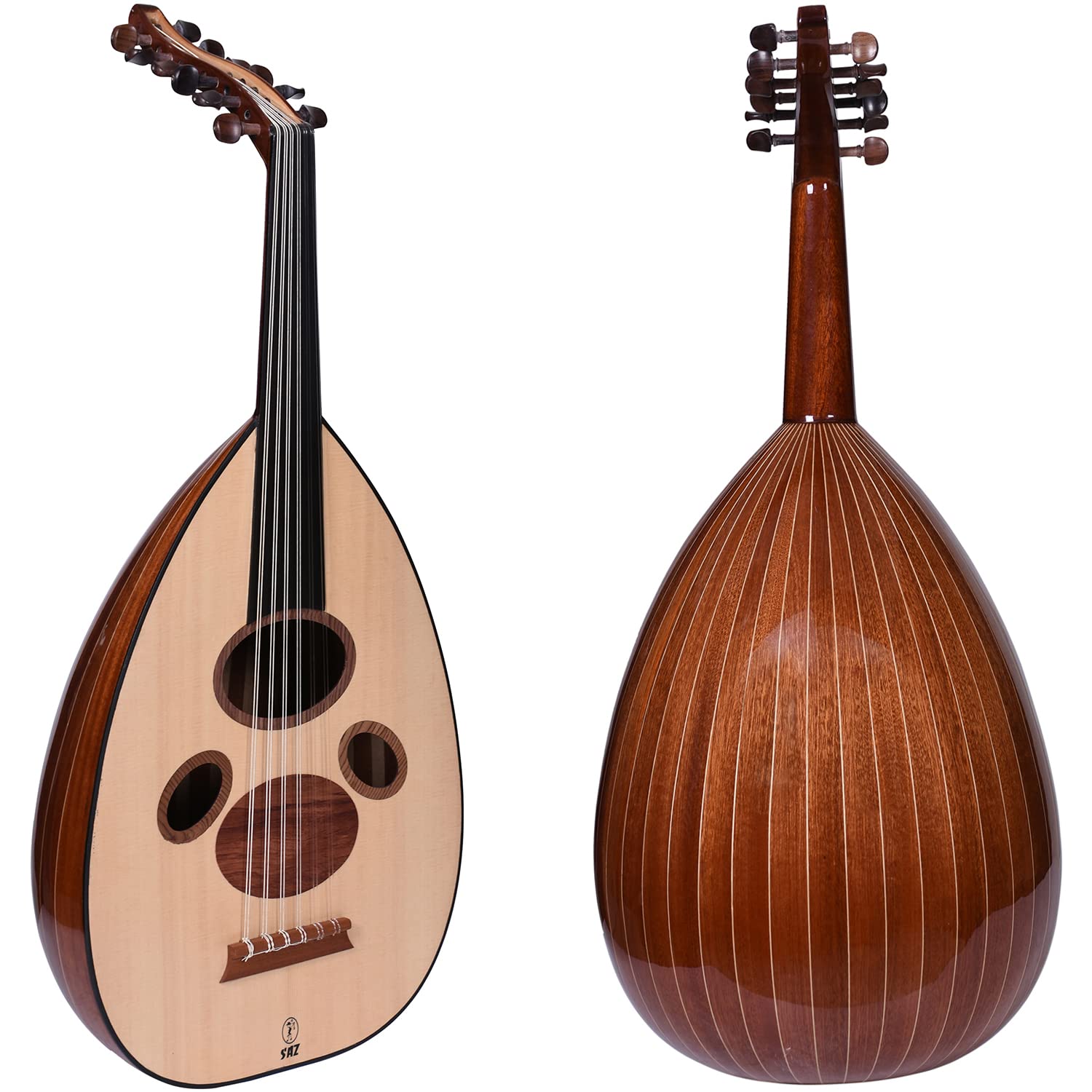 Premium 12-String Arabic Oud with Ebony Fingerboard & Soft Case - Handcrafted Mahogany Wood for Professional Musicians | Perfect for Performances, Studio Recording & Middle Eastern Music