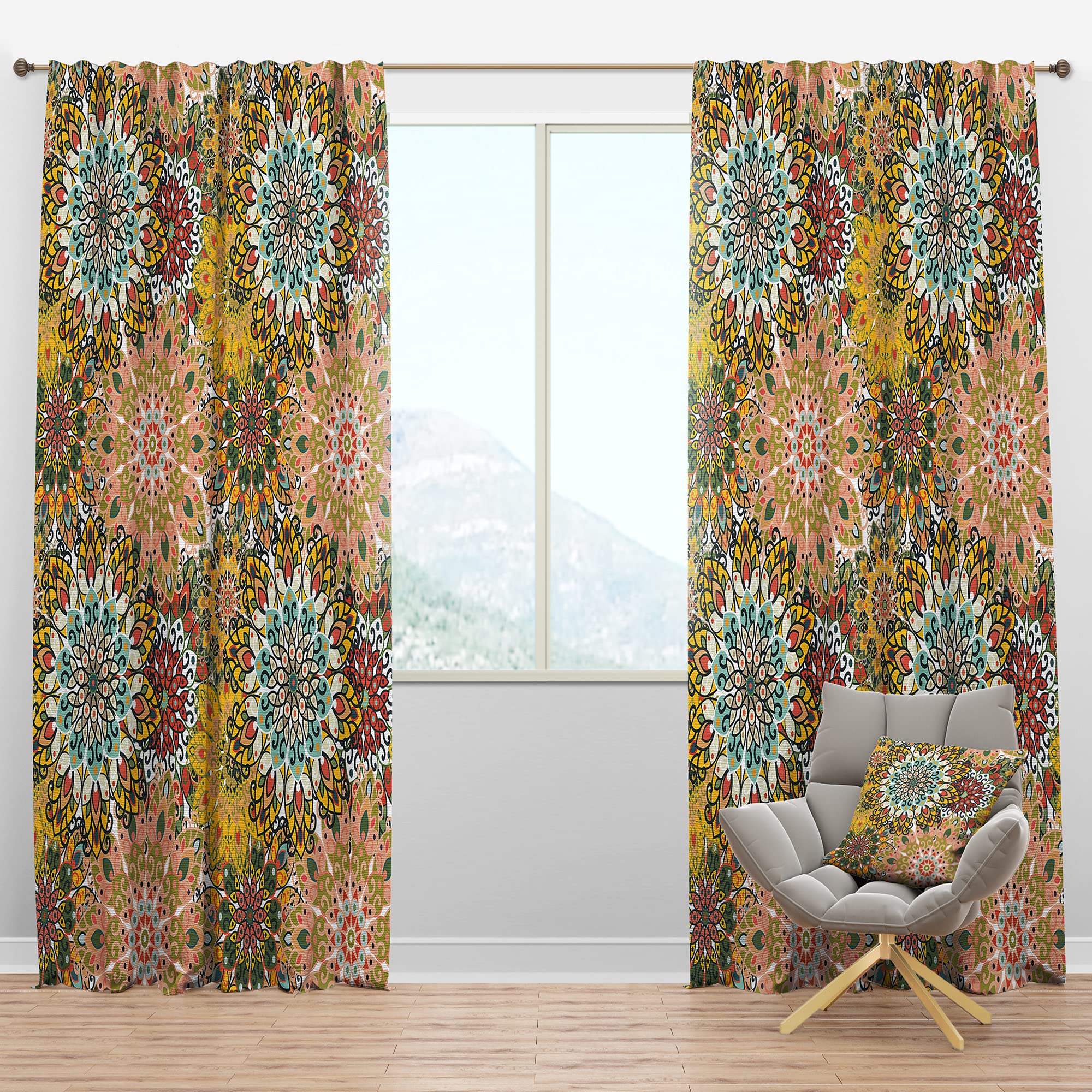DesignQ Blackout Curtains with Mandala Pattern - Thermal Insulated Single Panel (52x84 inches) for Bedroom & Living Room - Perfect for Light Blocking, Privacy & Energy Savings