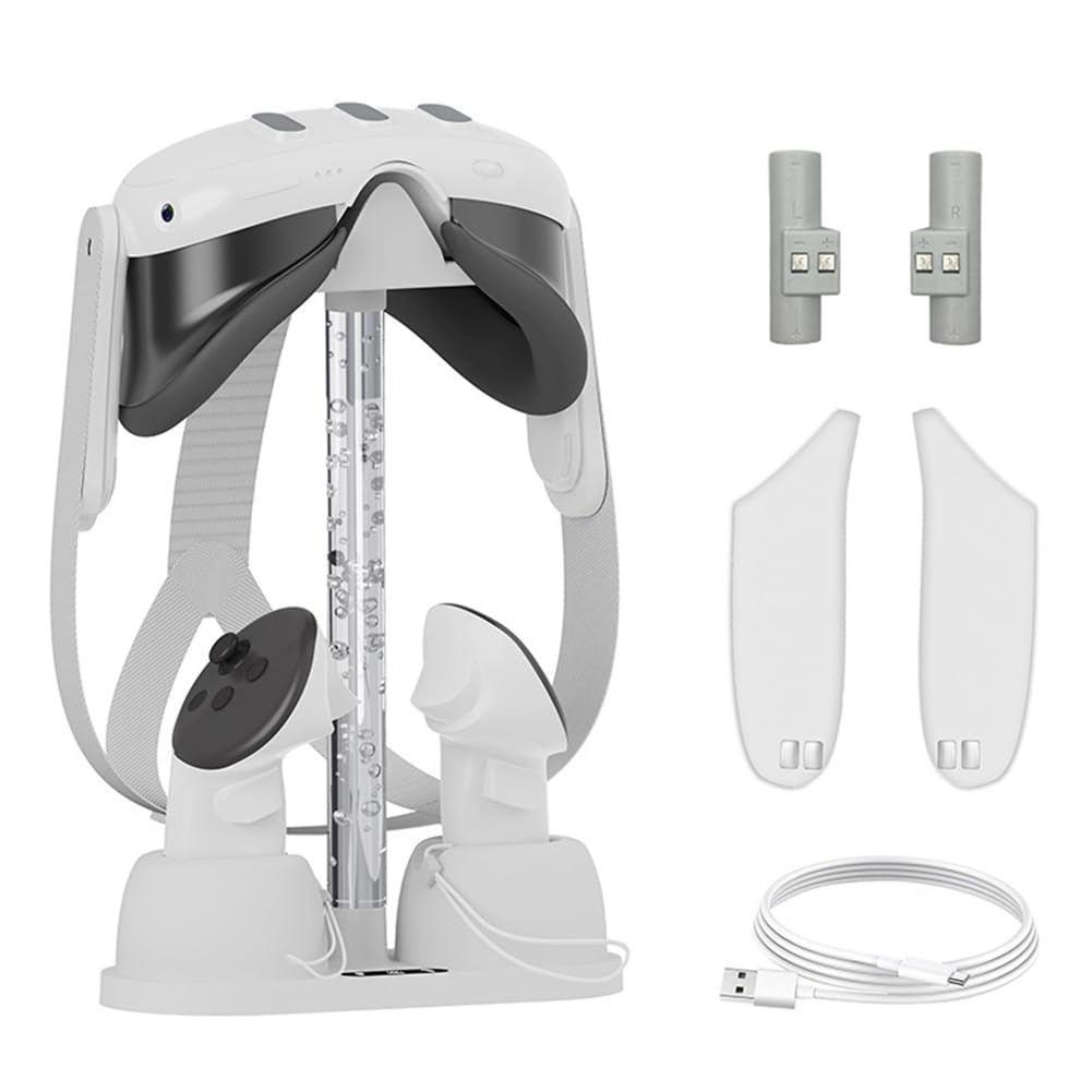 Oculus/Meta Quest 3 Charging Station with RGB Lights - VR Headset & Controller Stand, Charger Dock, Storage Holder for Oculus Quest 3 Accessories - Perfect for Gaming Setup & VR Display Organization