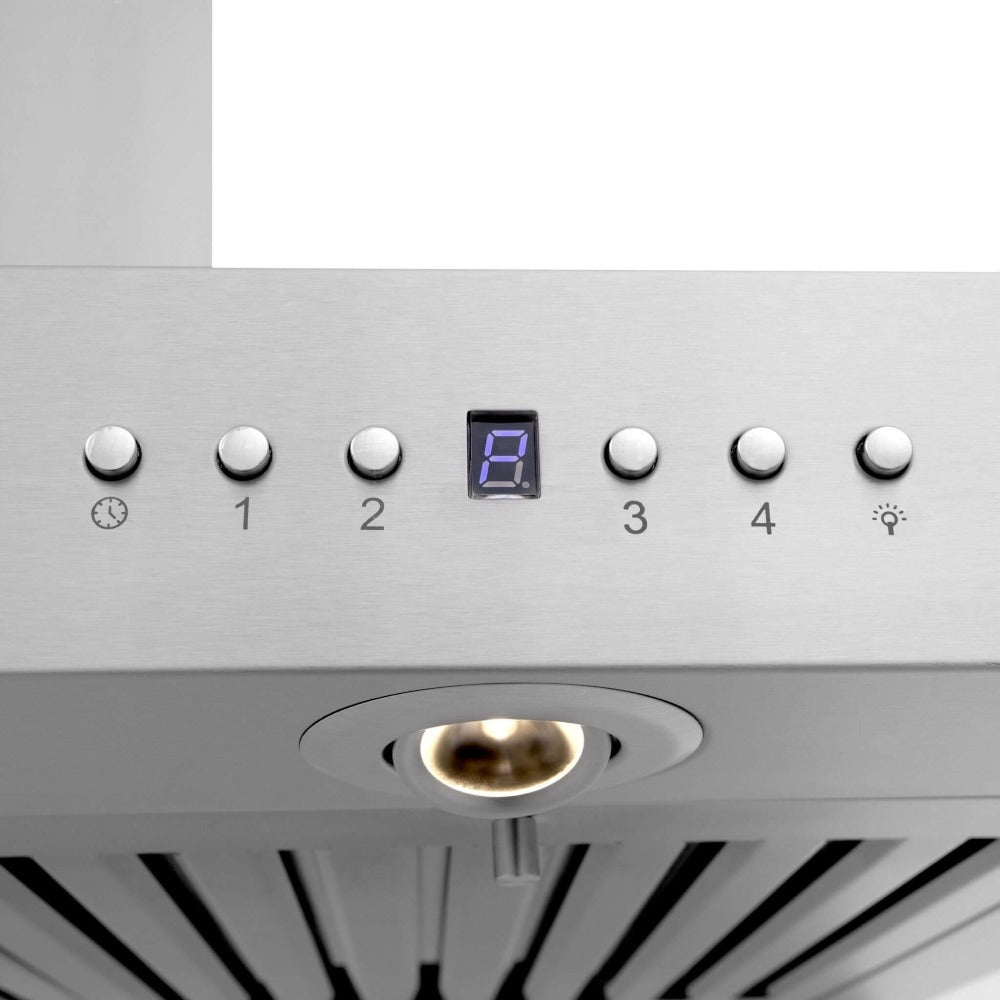 ZLINE Stainless Steel Wall Mount Range Hood with Built-In CrownSound Bluetooth Speakers (KECRN BT) - Perfect for Modern Kitchens & Open-Concept Living Spaces
