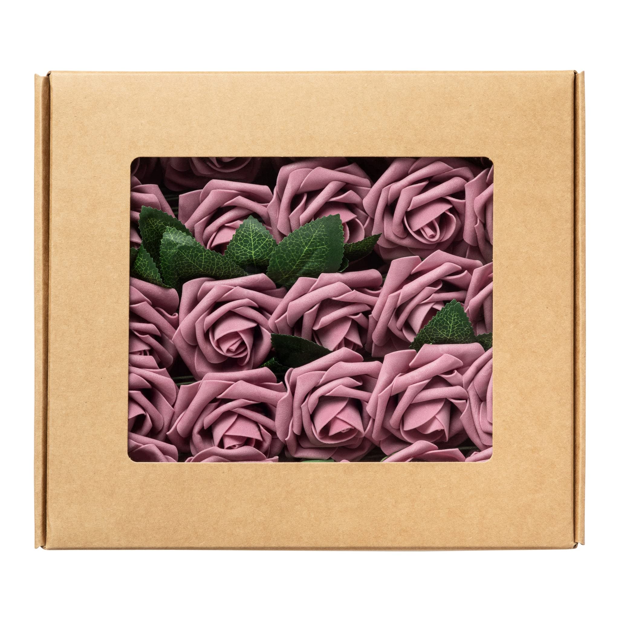 50 Pcs Artificial DIY Foam Rose Stems - Mauve & Dusty Rose for Wedding Bouquets, Home Decor, Event Centerpieces, and DIY Craft Projects