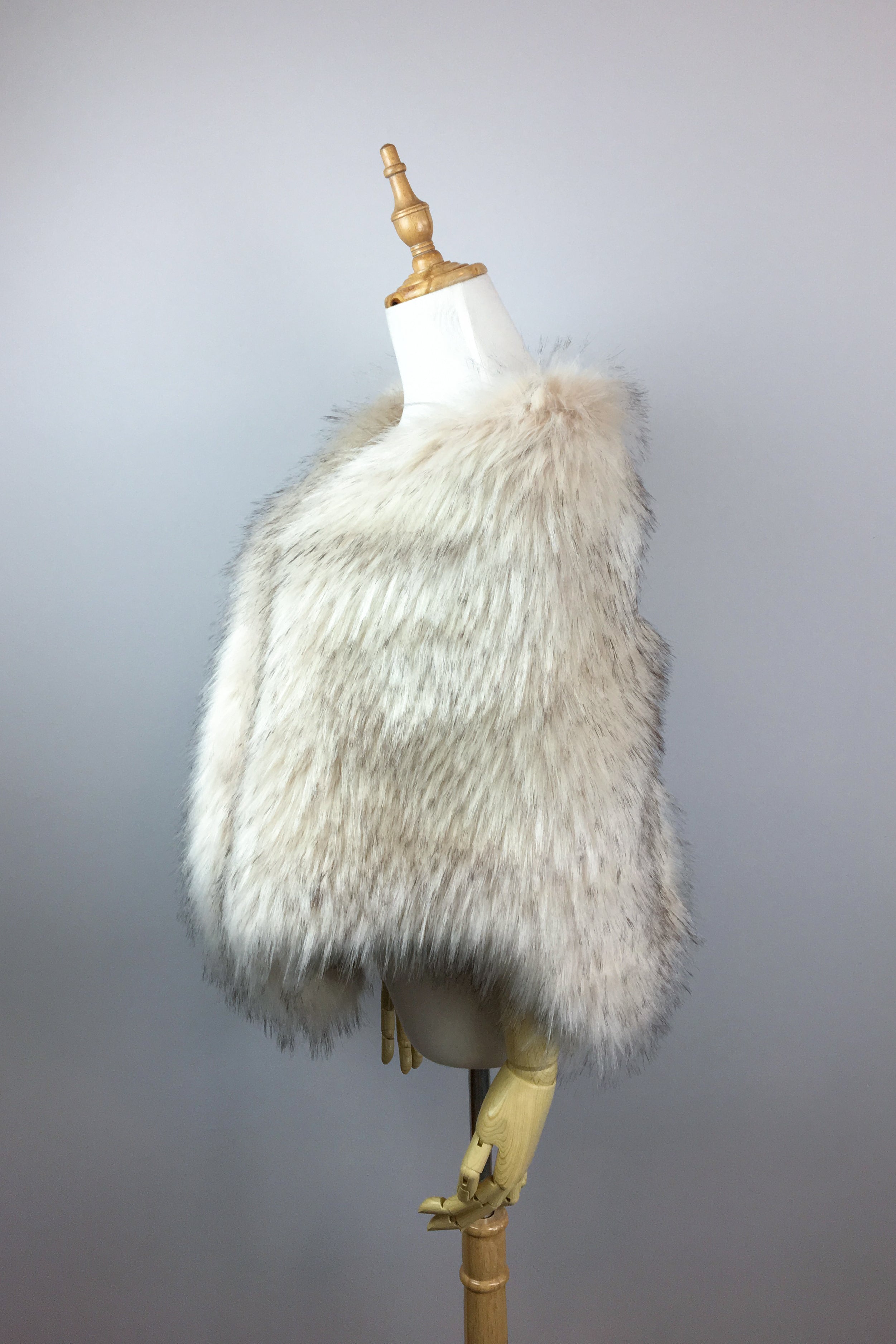 Blush Pink Faux Fur Shawl with Black Tips - Elegant Butterfly Blu02 Wrap for Women | Perfect for Weddings, Parties & Winter Fashion