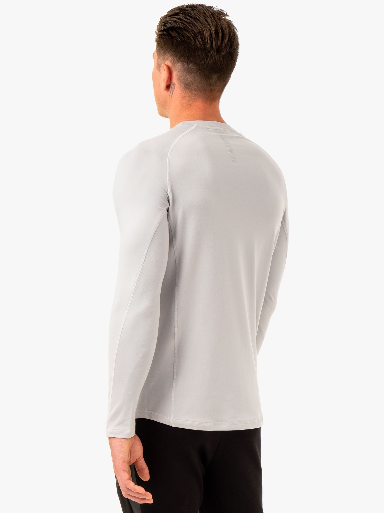 Enhance Long Sleeve Workout Shirt for Men & Women - Breathable Snow Grey Athletic Top for Gym, Running & Outdoor Training