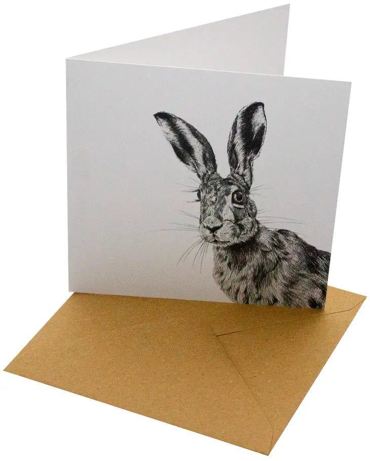 Elegant Black & White Hare Greeting Card - Perfect for Birthdays, Thank You Notes & Special Occasions