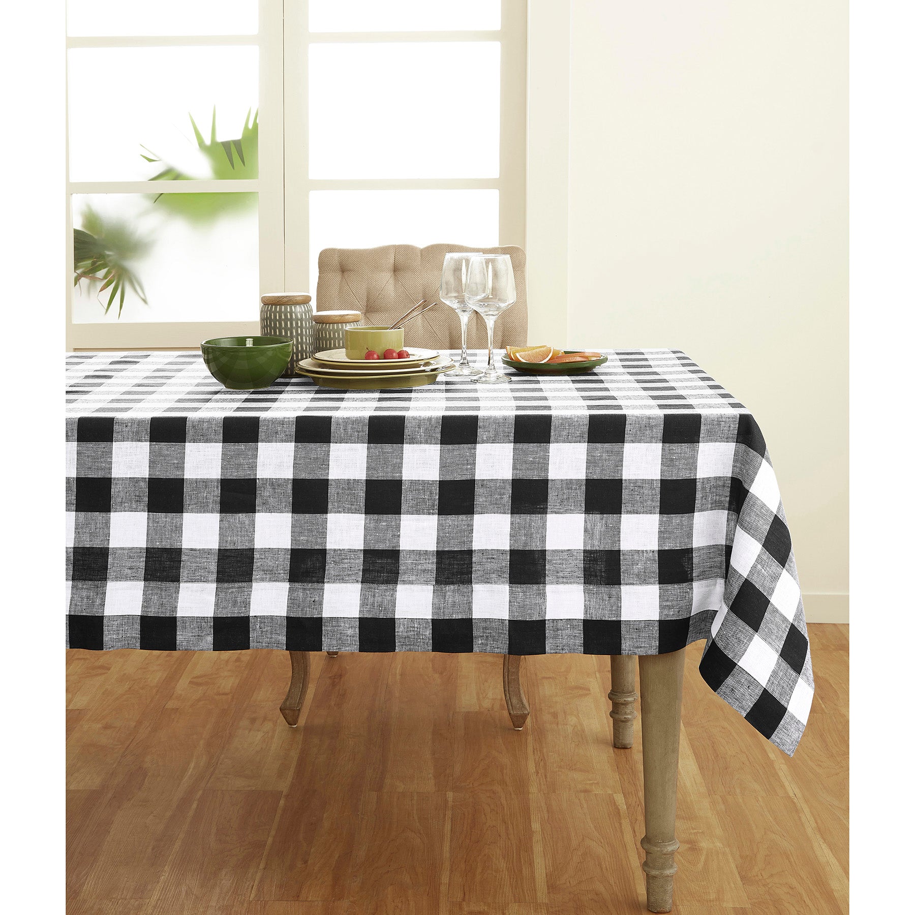 Buffalo Check Tablecloth - Red and Black Plaid Cotton Table Cover for Kitchen, Dining Room, and Picnic - Perfect for Holiday Decor and Outdoor Gatherings