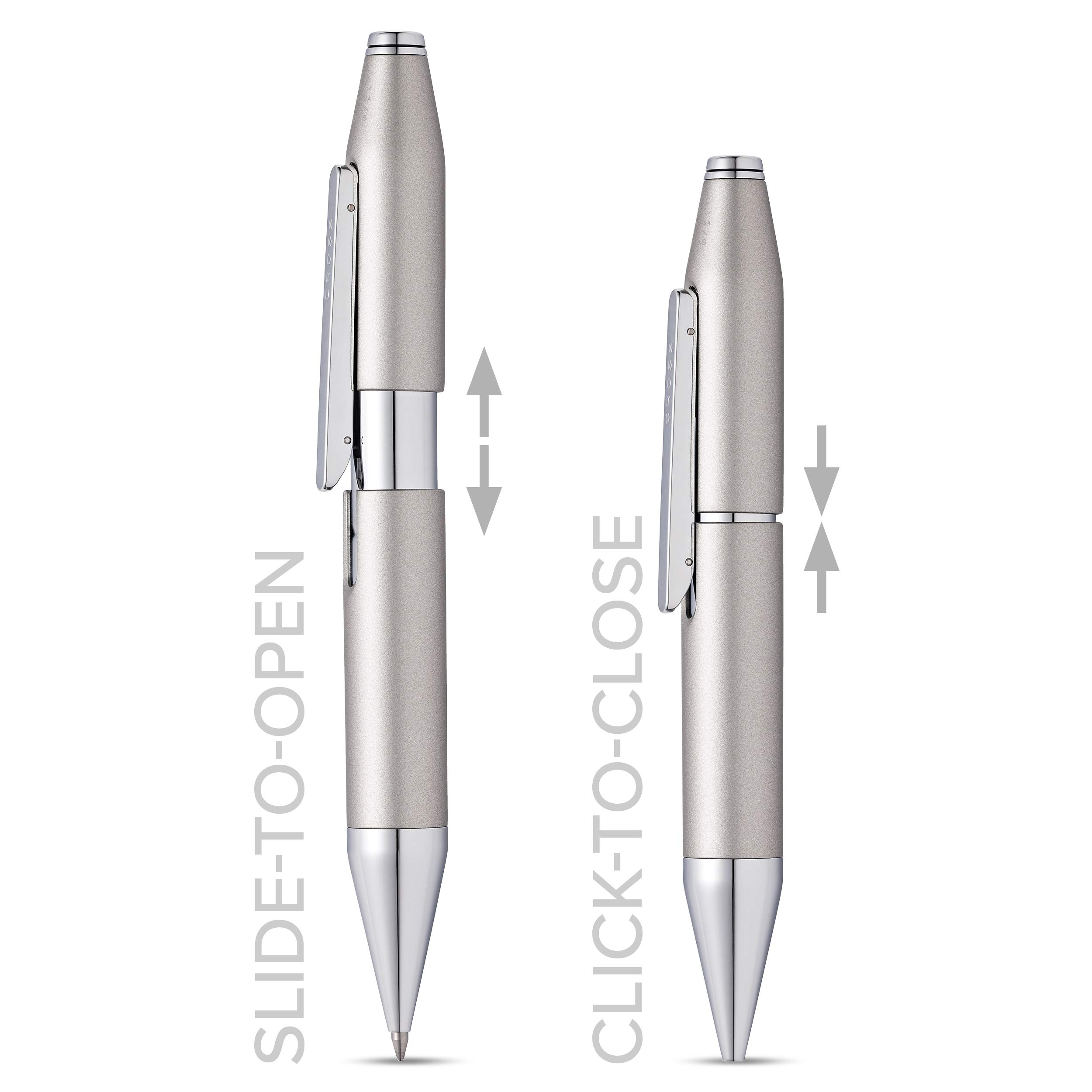 Refillable Gel Ink Rollerball Pen - Chrome Finish, Premium Graphite Grey - Includes Branded Retail Packaging - Ideal for Office, School & Gift Giving