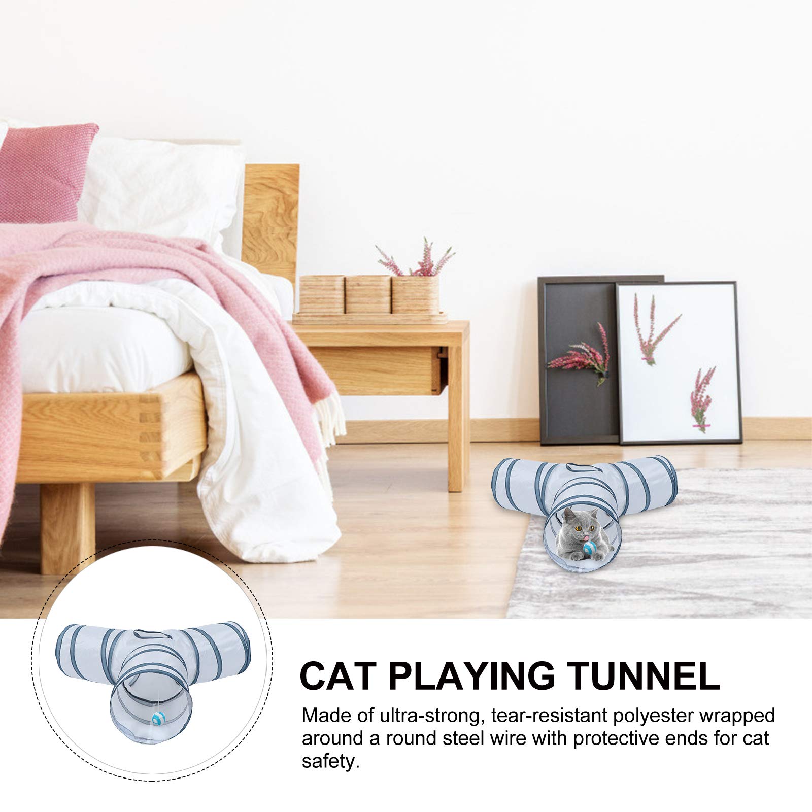 ULTECHNOVO White Cat Tunnel - Soft Polyester Pet Play Tube for Indoor Cats - Fun Hideaway & Exercise Toy for Kittens & Adult Cats (Perfect for Playtime, Napping & Exercise)