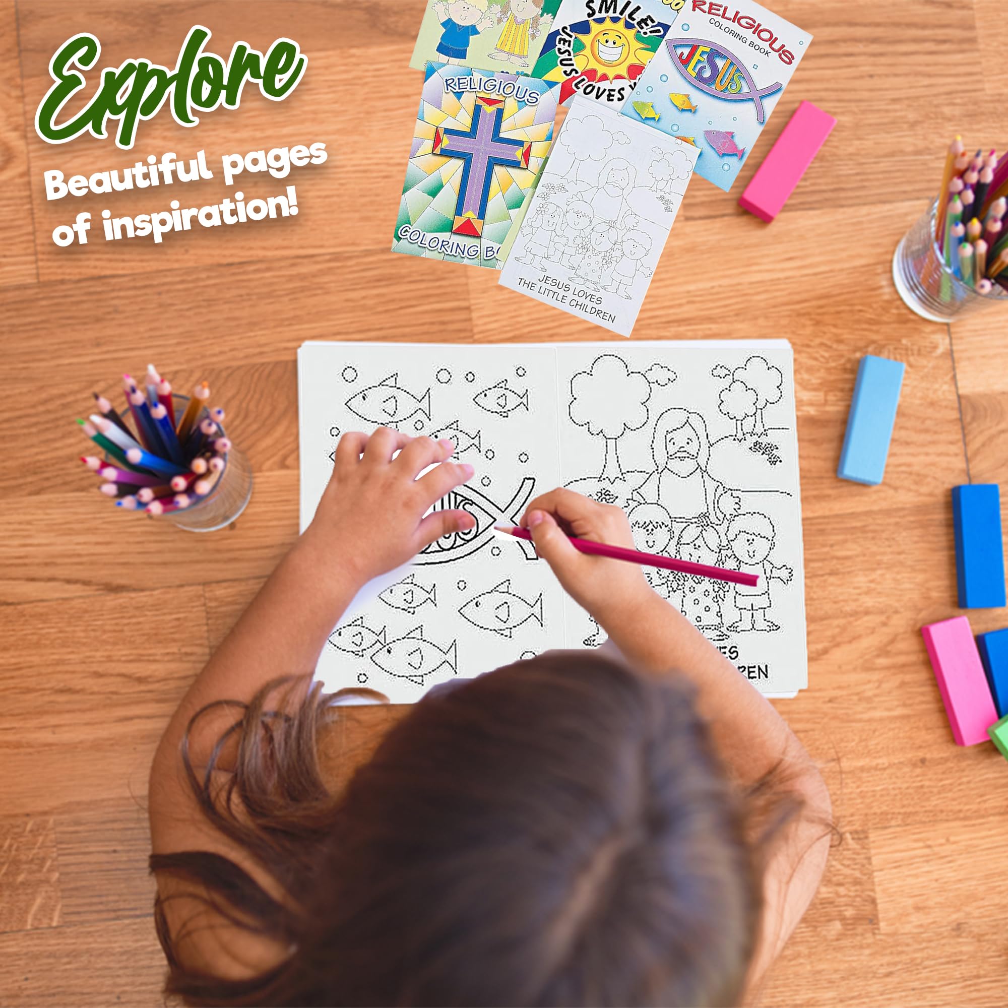 Bible Coloring Book for Kids - 72 Religious Christian Pages for Sunday School & VBS - Faith Education Activity