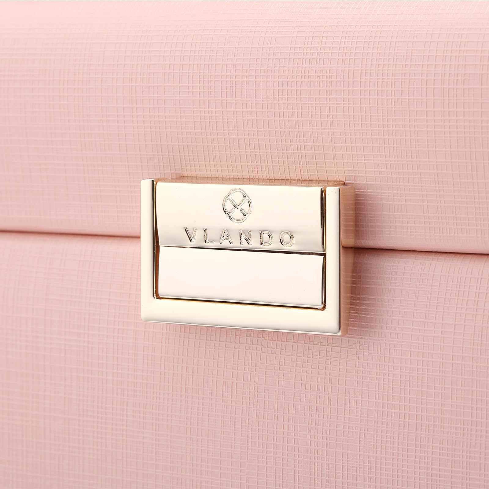 Vlando Leather Jewelry Box Organizer - Mirror Jewelry Storage Case for Necklaces, Earrings, Rings & Bracelets - Pink Jewelry Organizer for Dresser, Vanity & Travel | Perfect Gift for Women & Girls
