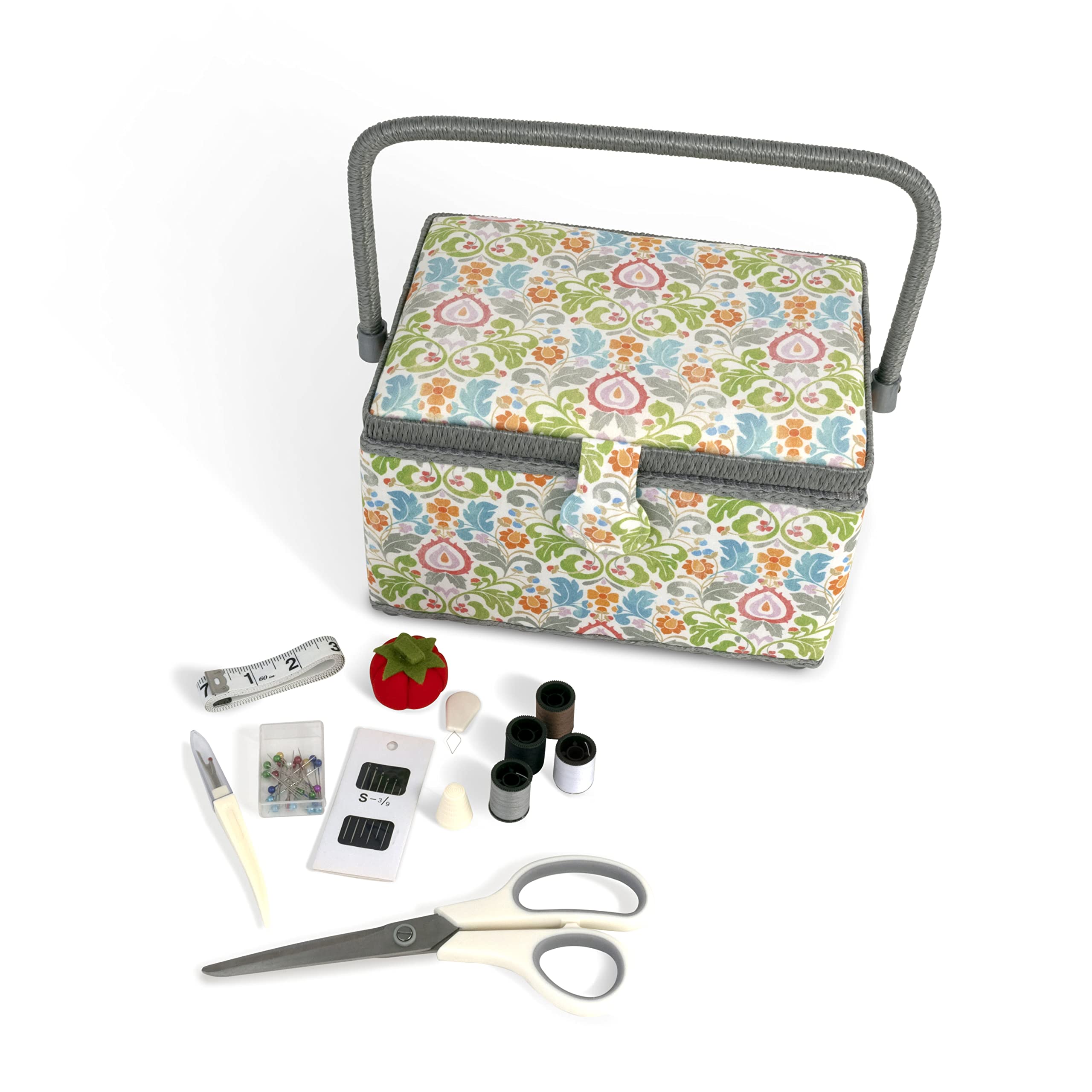 Dritz Multicolor Sewing Basket & Essentials Kit Organizer - Perfect for DIY Crafting, Quilting, and Home Sewing Projects