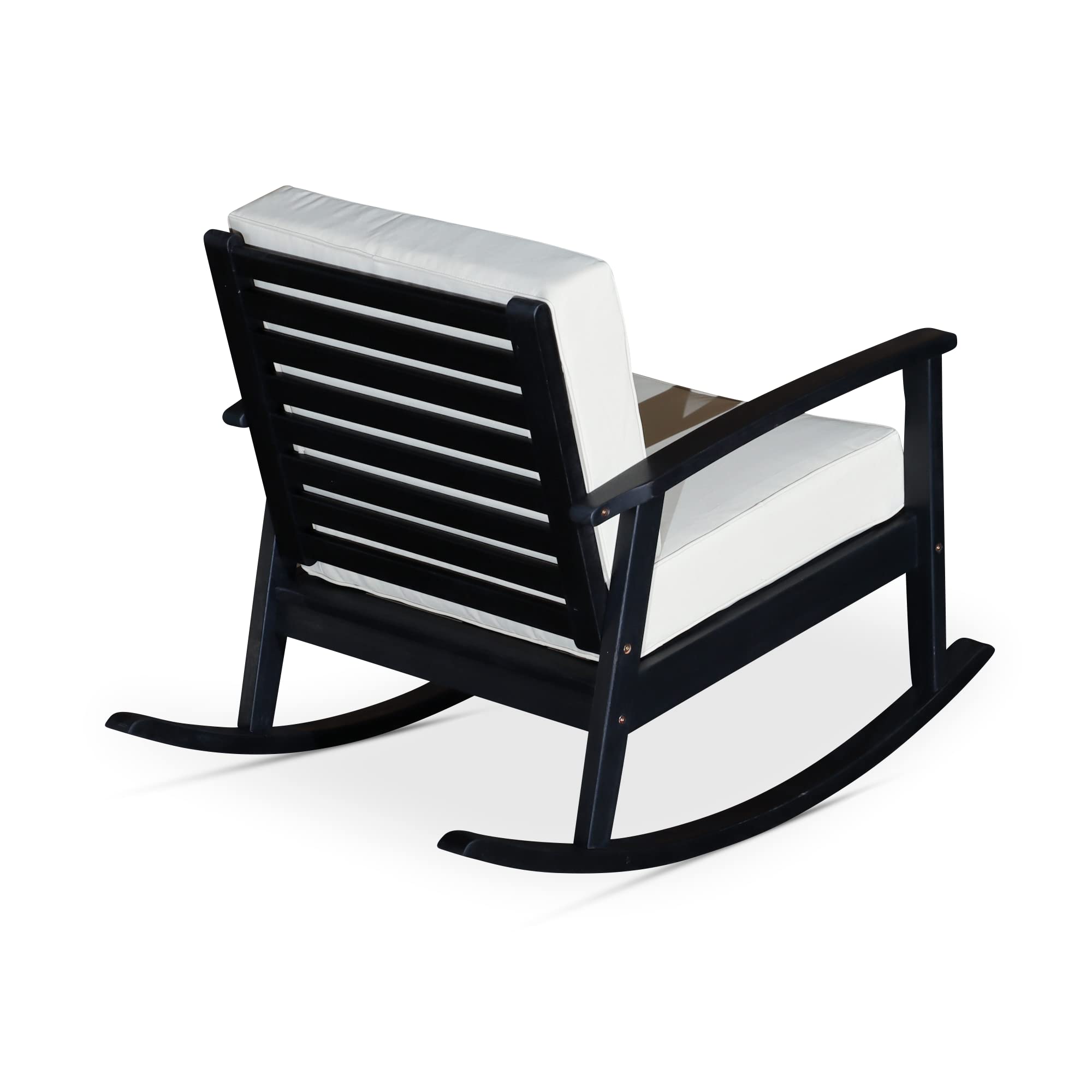 DTY Outdoor Living Longs Peak Deep Seat Eucalyptus Rocker - Espresso Finish with Navy Cushions | Patio, Garden, Porch & Deck Furniture for Relaxing Outdoors