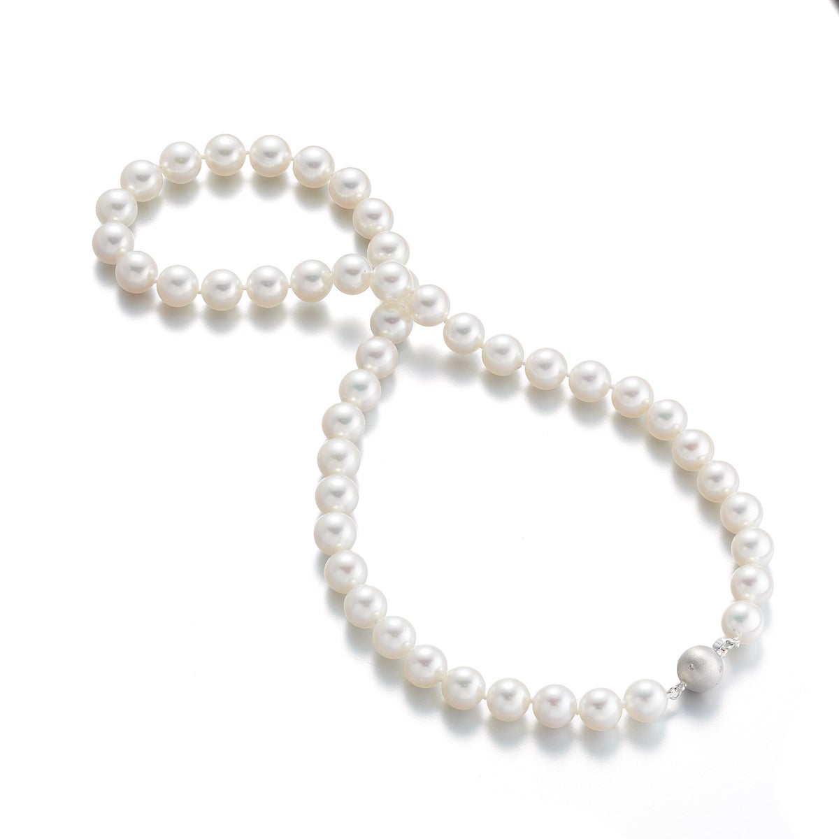8.5mm White Akoya Pearl Necklace for Women - Elegant Cultured Saltwater Pearl Jewelry Gift for Brides, Anniversary & Special Occasions