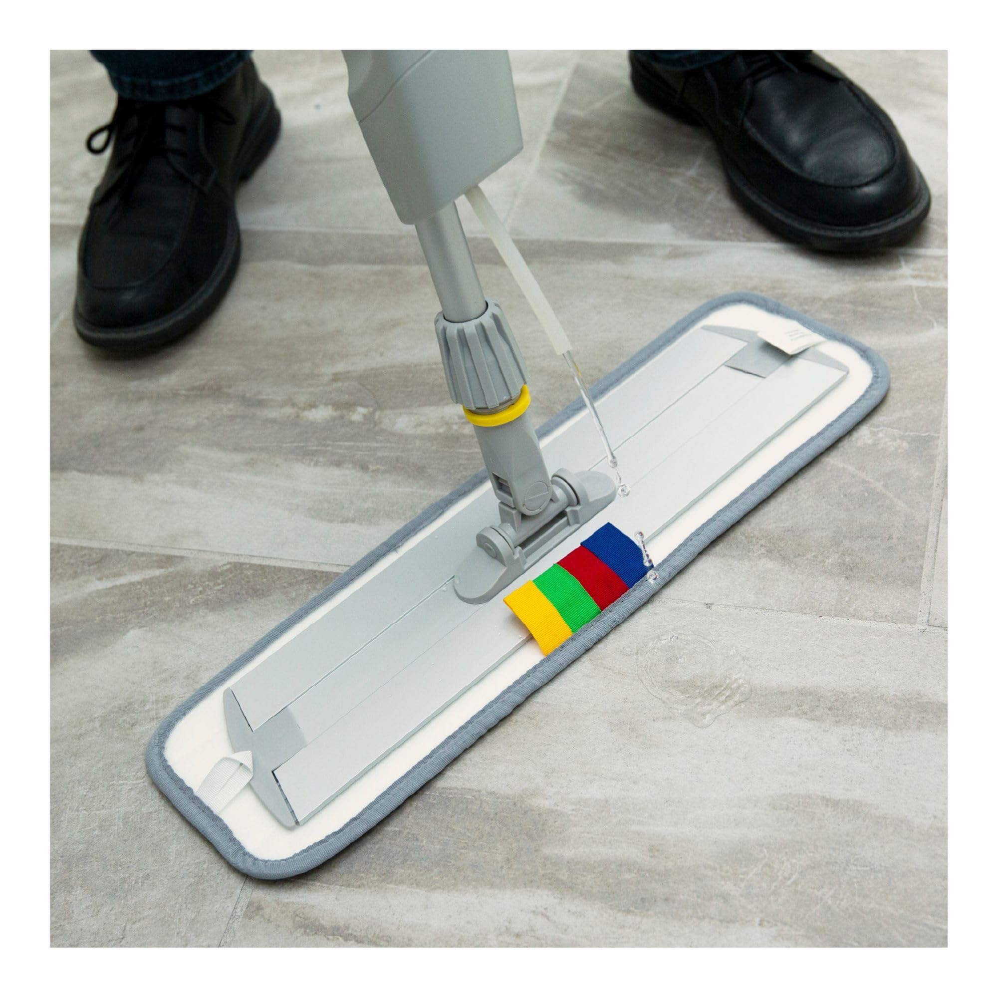 Boardwalk BWKBWMS16MFM 59-Inch Bucketless Microfiber Mop System Kit - Gray | Heavy-Duty Floor Cleaning for Hardwood, Tile & Laminate | Home & Commercial Use