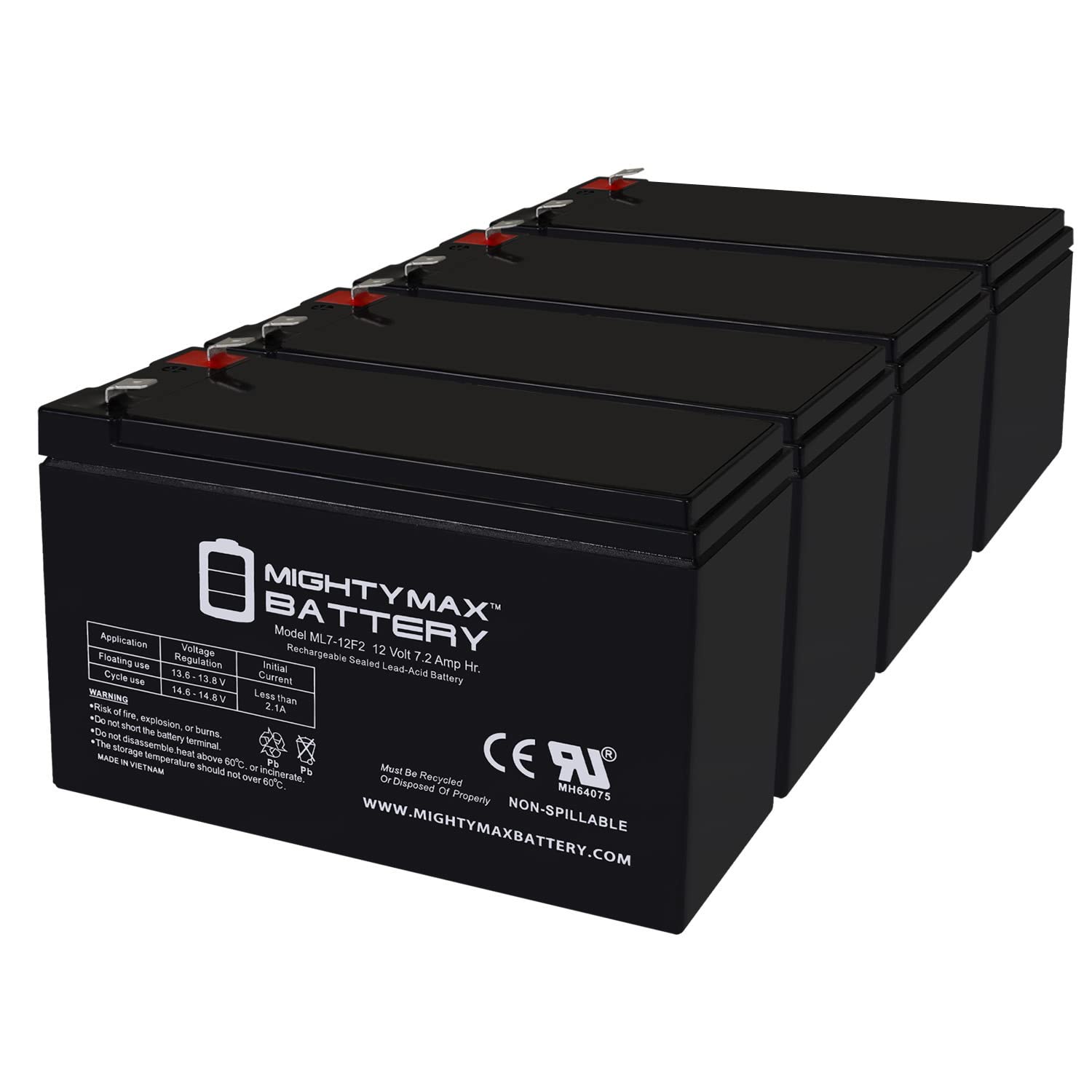 Mighty Max 12V 7Ah F2 Replacement Battery for PowerStar SEC1075-4 Pack - Perfect for Power Wheels, Scooters, and Emergency Backup Power Supply