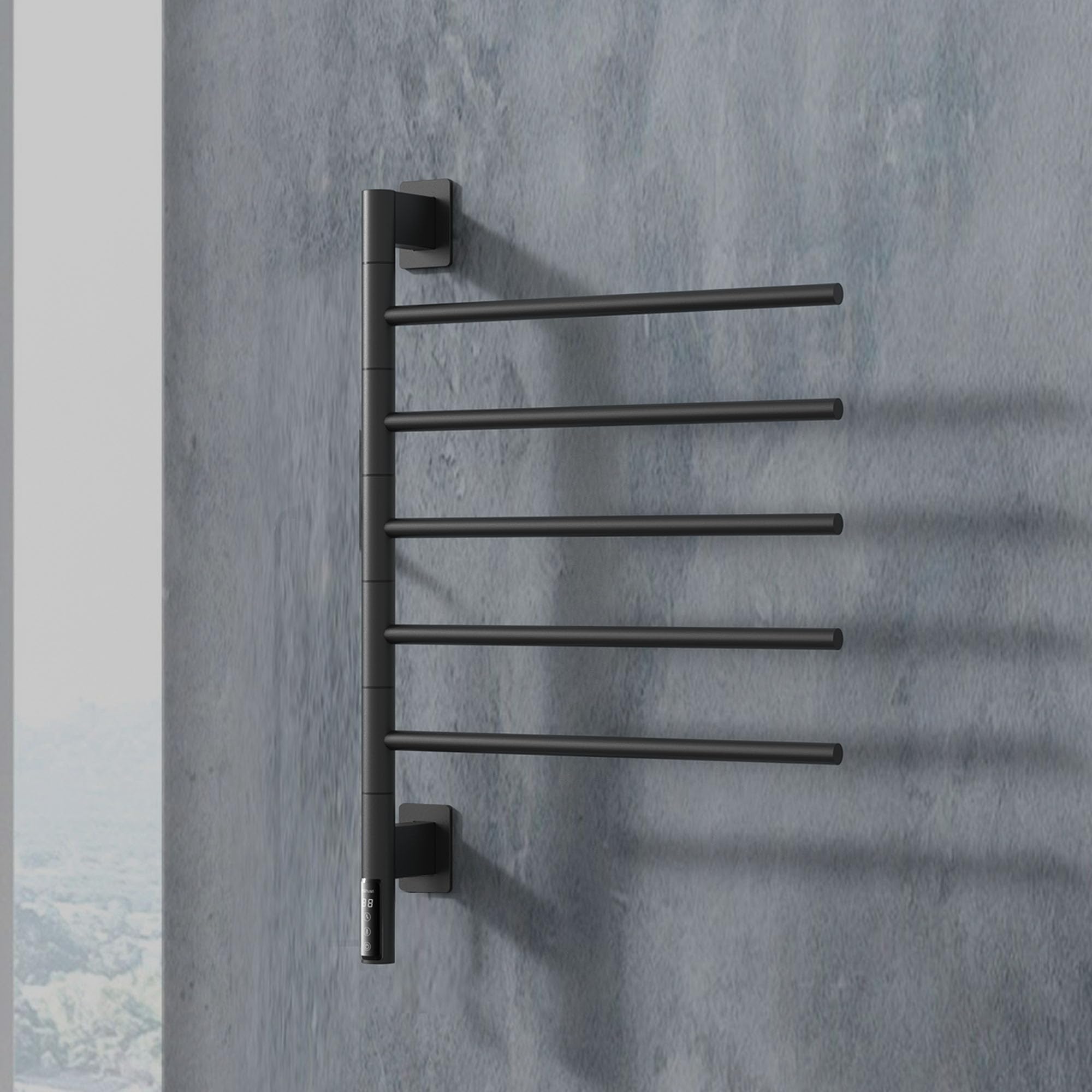Premium Electric Towel Warmer & Rotating Rack - Built-in Timer, Hardwired/Plug-in for Bathroom - Black | Perfect for Spa, Luxury Hotels & Cozy Home Use