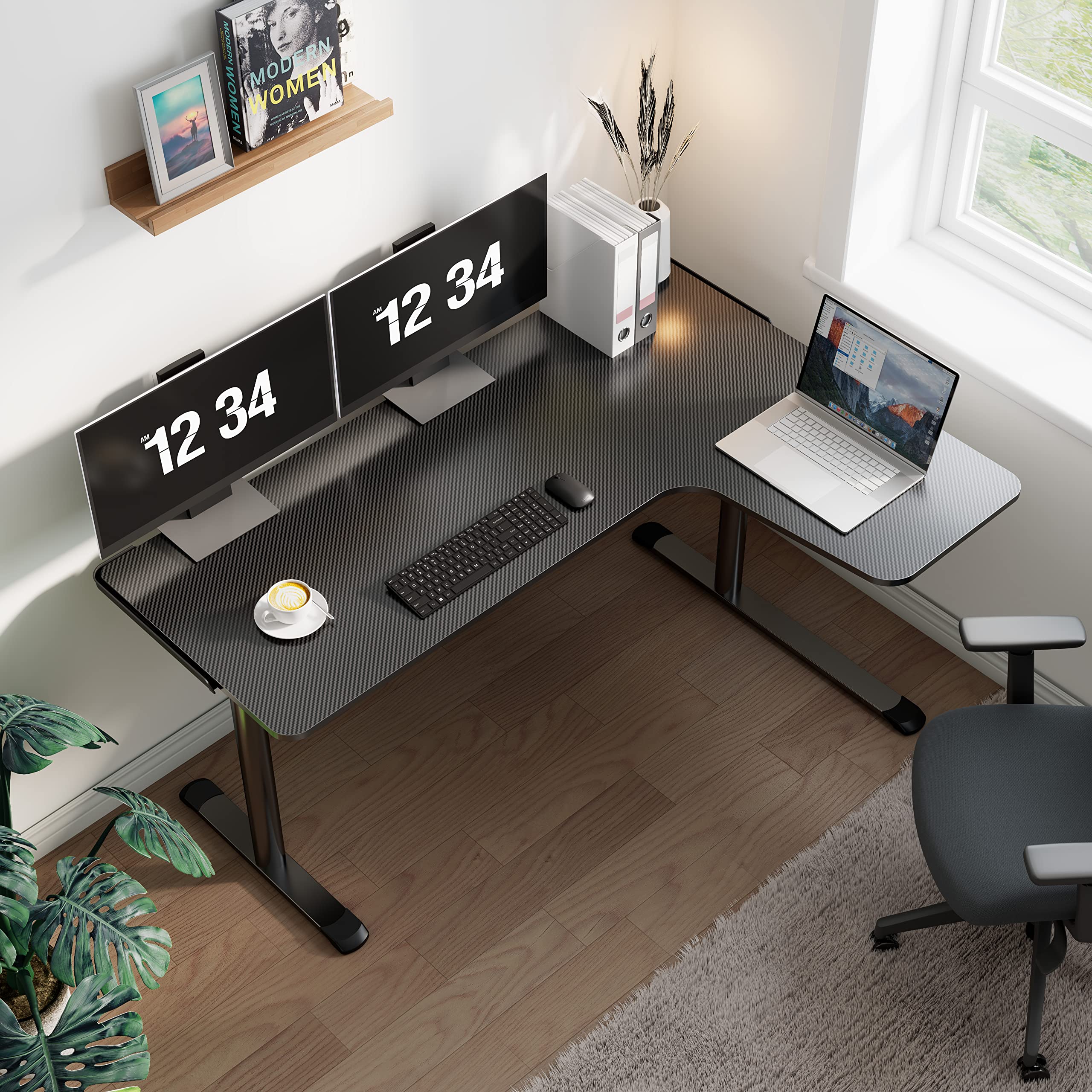 EUREKA ERGONOMIC L60 60-Inch L-Shaped Gaming Desk - Corner Computer Desk for Home Office, PC Gaming & Workstation with Mouse Pad & Cable Management - Space Saving, Easy to Assemble - Right Black - Perfect for Small Spaces & Multi-Monitor Setups