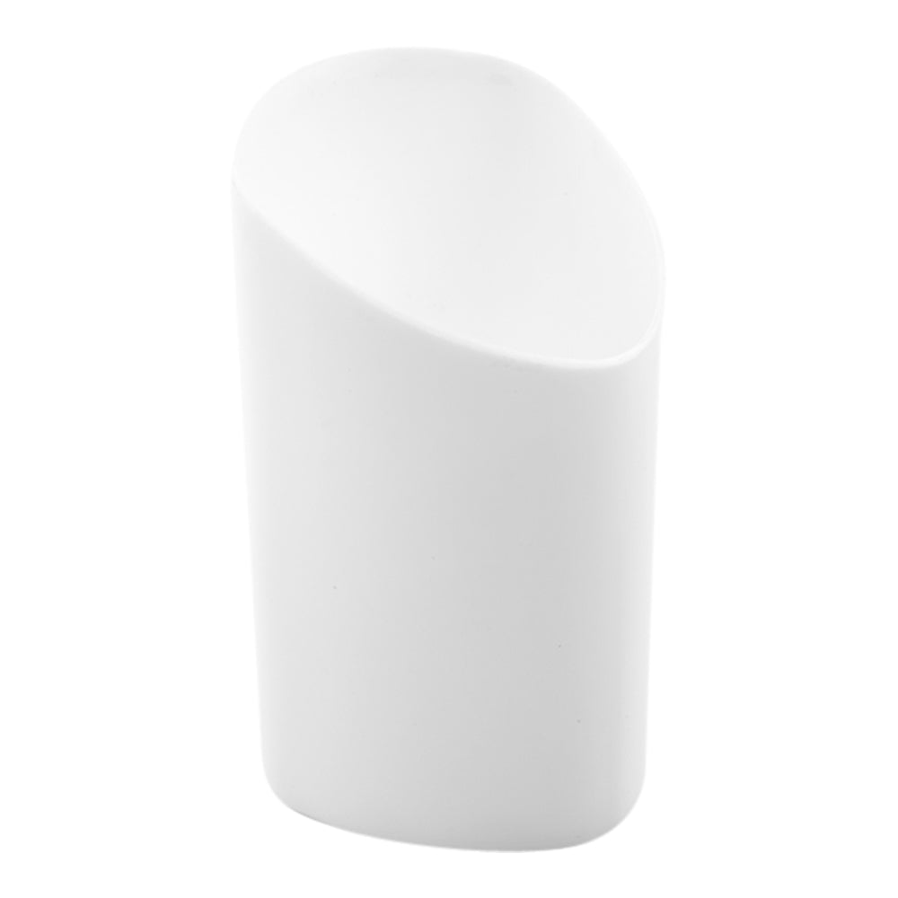 100-Pack 3 oz White Plastic Triangle Shot Glasses with 100 Silver Mini Plastic Spoons - Perfect for Parties, Bars, and Cocktail Events