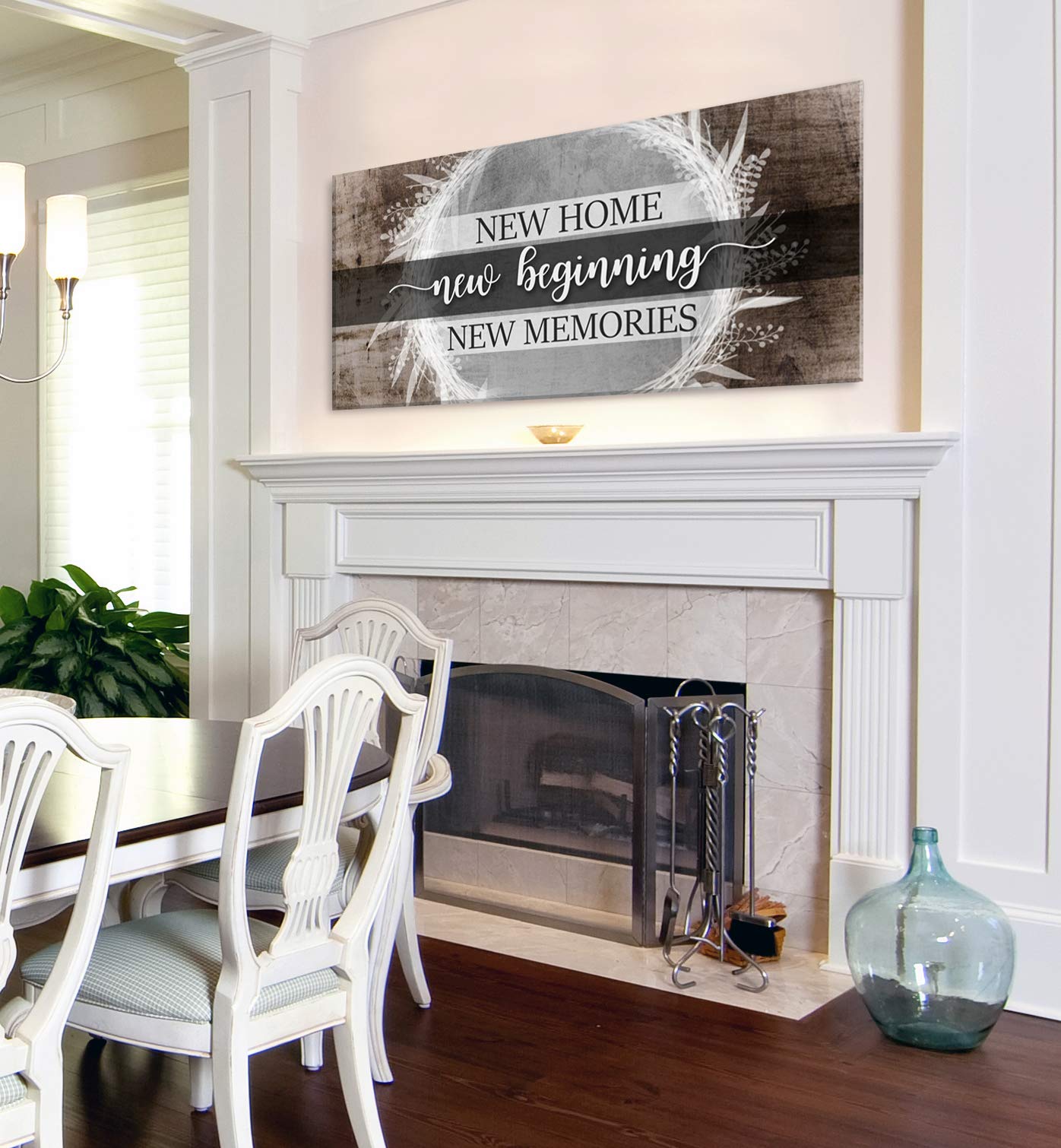 Modern Farmhouse Wall Decor - Large Canvas Wall Art for Living Room | New Home Gift, Housewarming Present | Brown Wooden Sign 60x27 Inches | Rustic Home Decor for Farmhouse, Apartment & Office