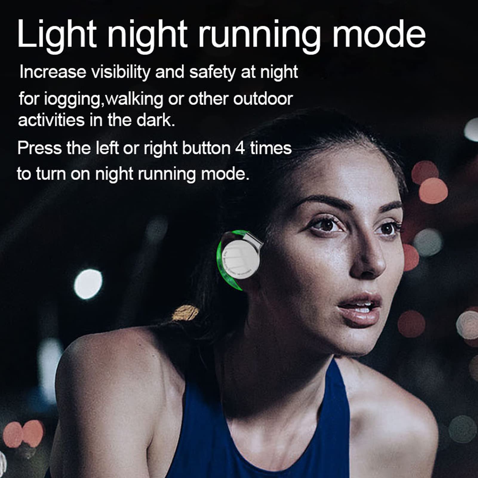 Jectse Clip-On Headphones with Charging Case & Cable - Wireless Bluetooth Earphones, Lightweight Stereo Headset for Running, Gym, Workout, Travel (White)