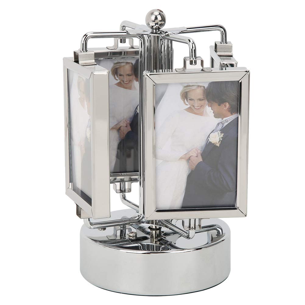 NALLELY Rotating Metal Photo Frame - Digital Picture Frame for 3x2 Inch Photos | Restaurant Menu Display, Desk Photo Stand | Perfect for Birthday Gifts & Home Decor | Ideal for Dining Tables, Office Desks, and Retail Displays