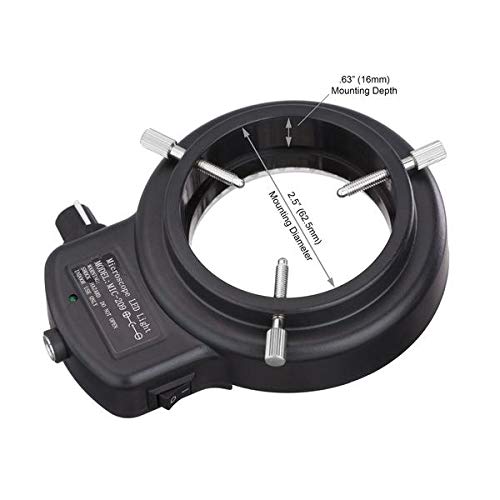 AmScope LED-144A Adjustable 144-LED Microscope Ring Light with Adapter - Compatible with Stereo Microscopes for Lab Research, Jewelry Inspection & PCB Repair