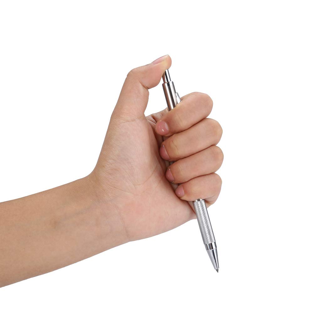 Jeanoko Pocket Glass Scriber - Diamond Engraver with Tungsten Carbide Tip for Metal, Glass & Ceramic Lettering - Portable Etching Tool (Silver) | Perfect for DIY Crafts, Jewelry Making & Personalization Projects