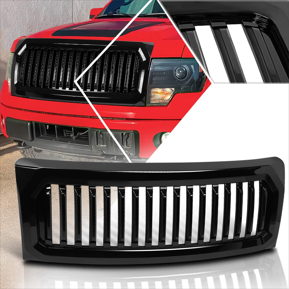 Black Vertical Fence Grille for 09-14 Ford F150 - Off-Road & Street Style