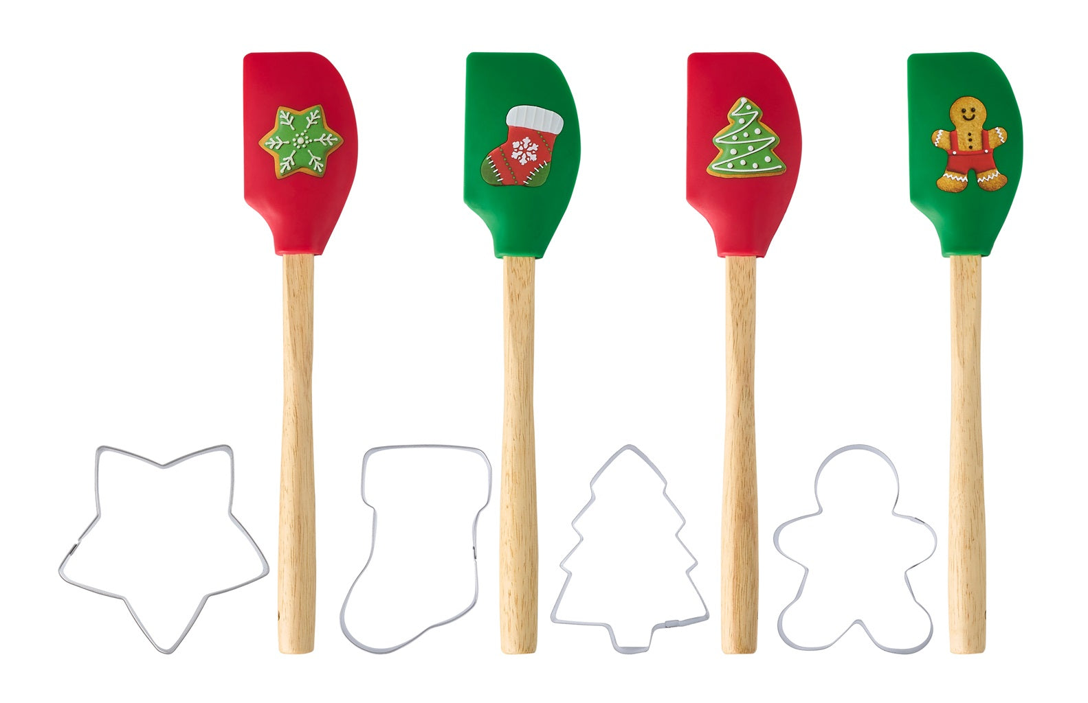 Avanti Christmas Spatula and Cookie Cutter Set - 3-Piece Holiday Baking Kit for Cookies, Gingerbread, and Festive Treats - Perfect for Christmas Baking, Gift Giving, and Family Kitchen Activities