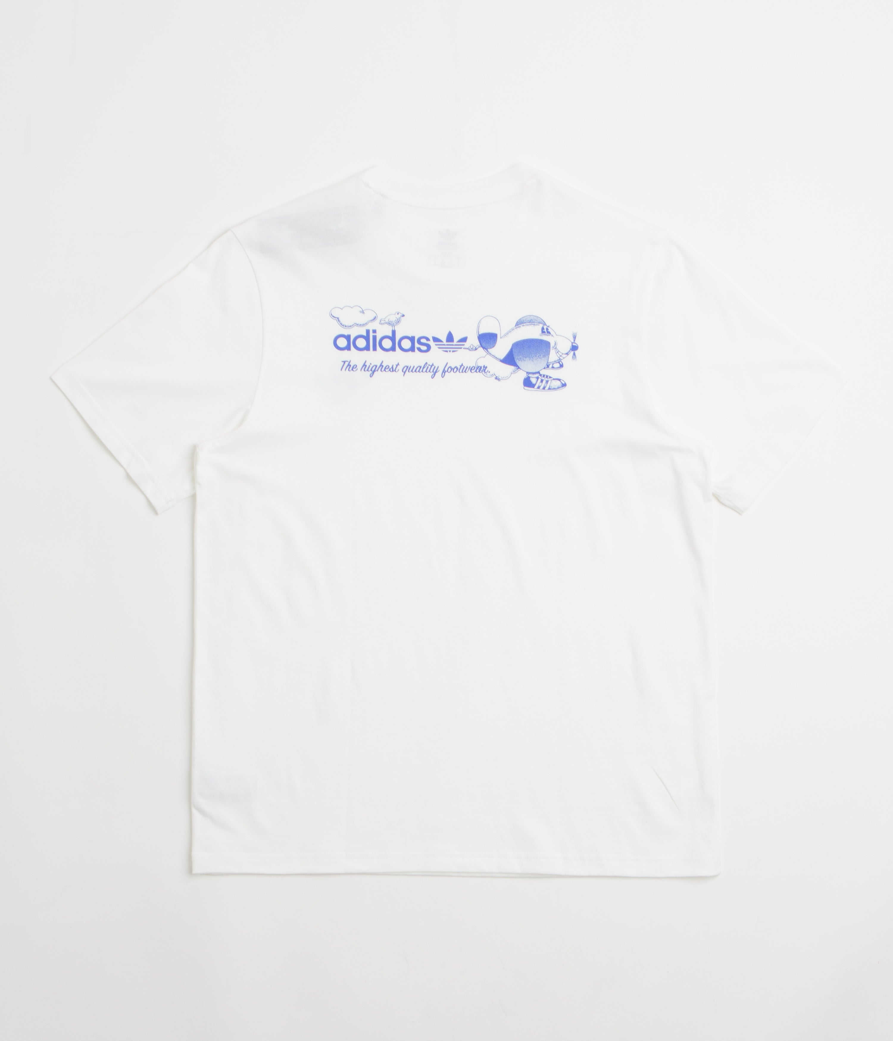 Adidas Dog Plane Graphic T-Shirt for Men - White & Lucid Blue - Casual Streetwear for Everyday Wear